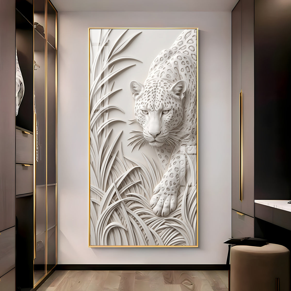White Leopard Premium Acrylic Vertical Wall Art
