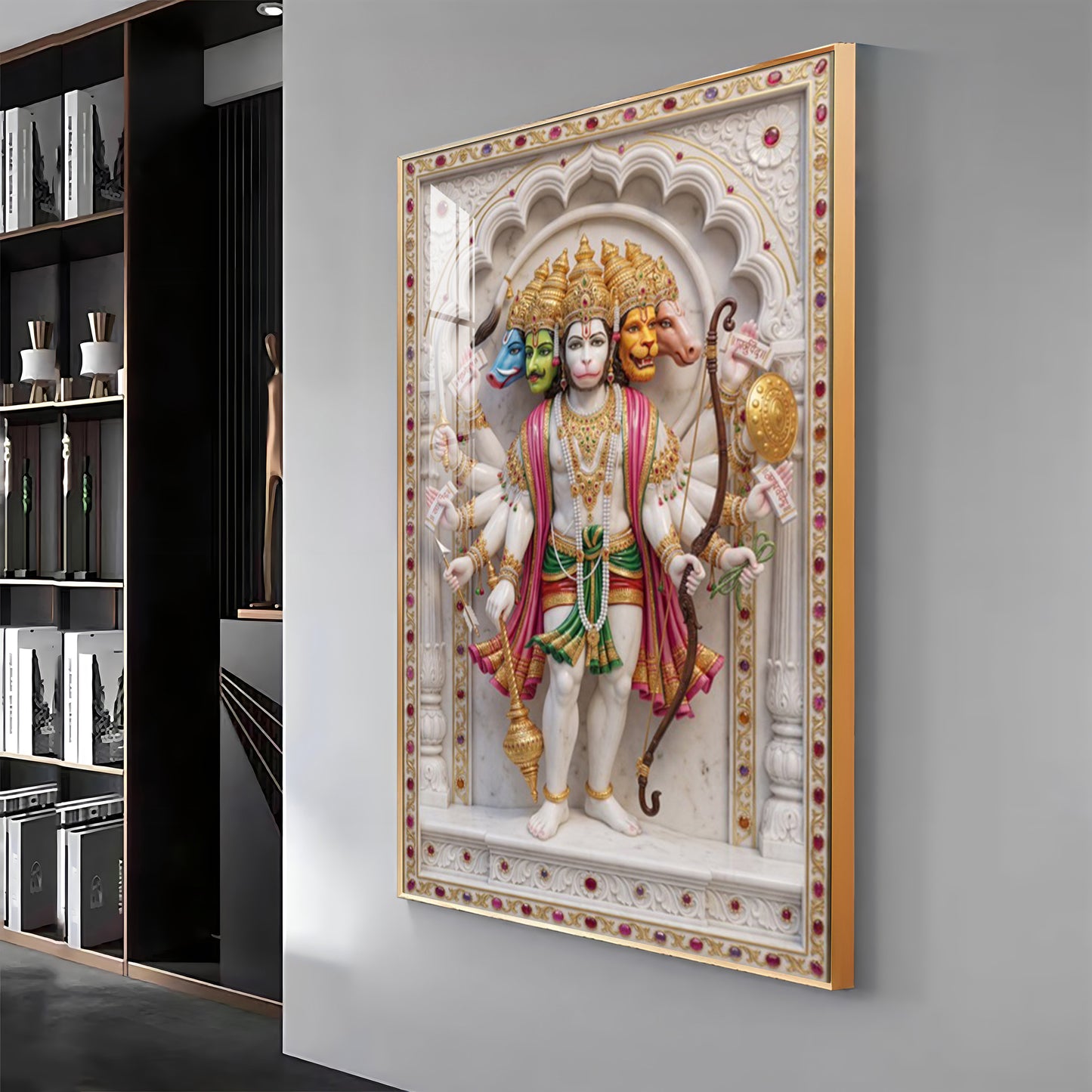 Radiant Hanuman Ji Idol Premium Acrylic Vertical Wall Art