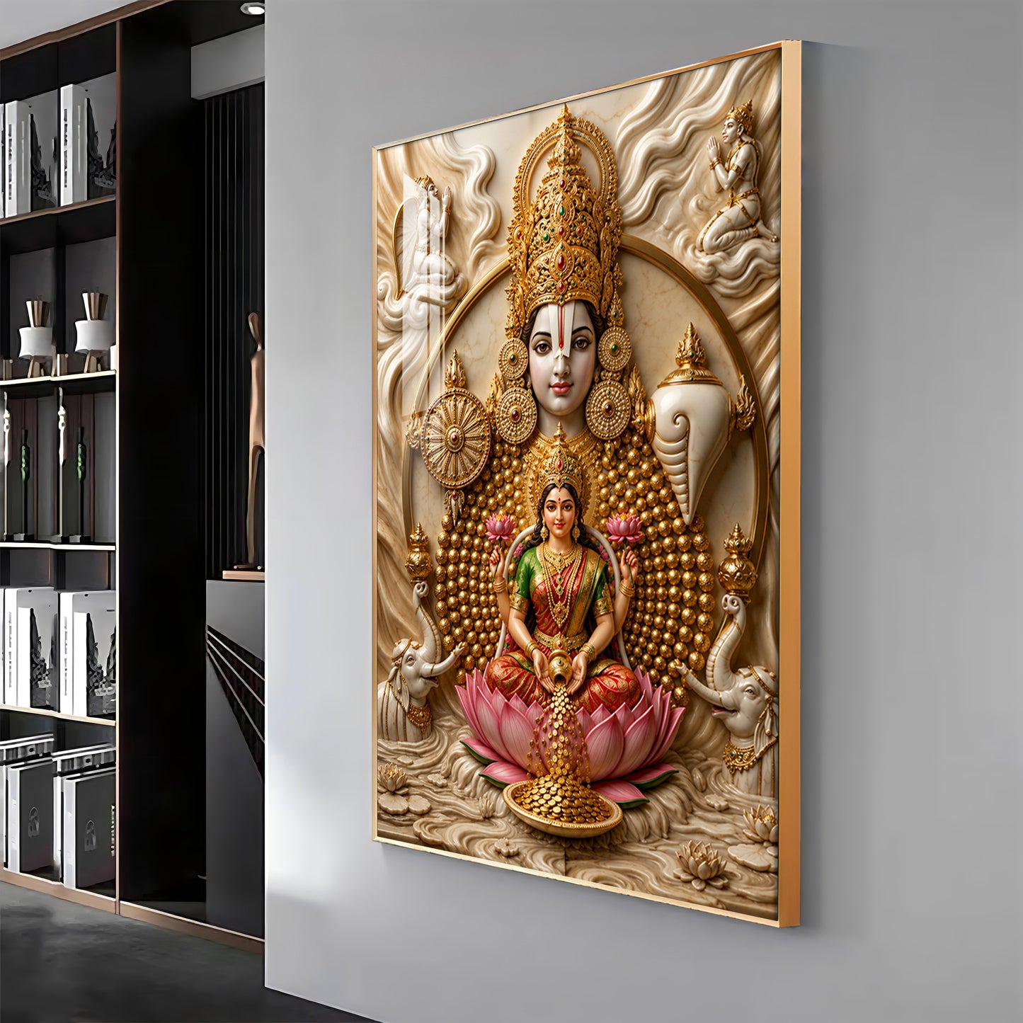Lord Venkateswara & Goddess Lakshmi Premium Acrylic Vertical Wall Art