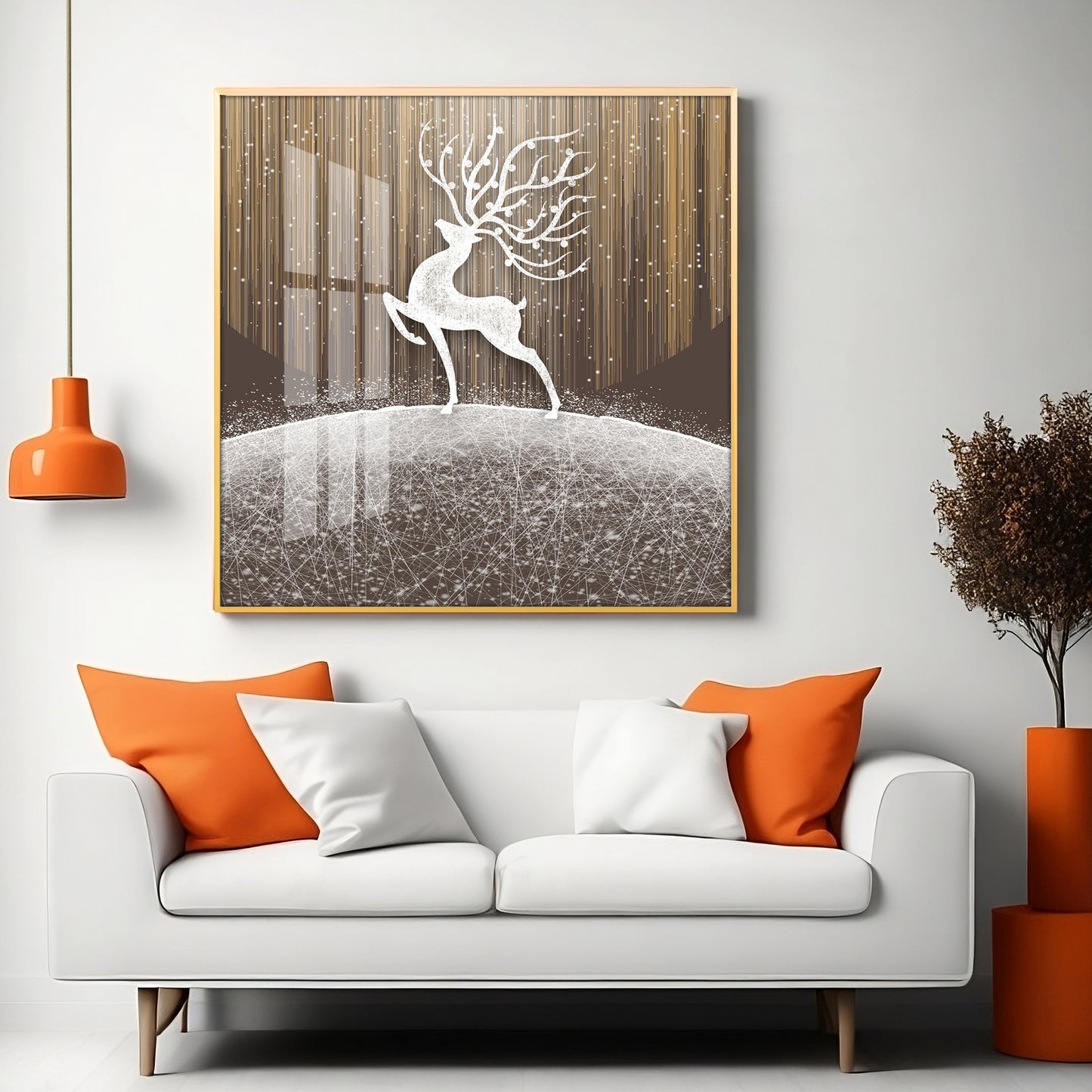Christmas Snow Deer Premium Acrylic Square Wall Art