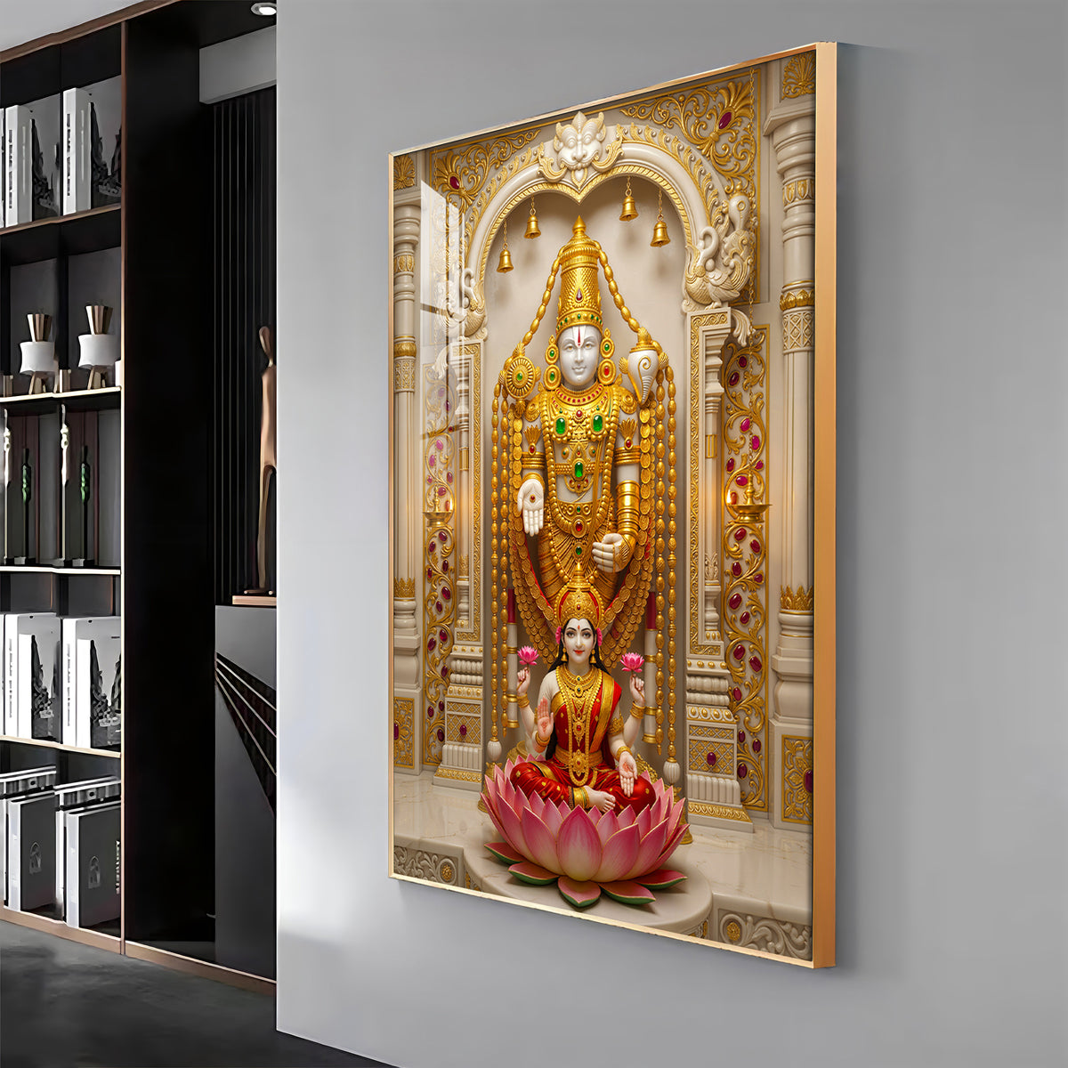 Tirupati Balaji With Devi Lakshmi Premium Acrylic Vertical Wall Art