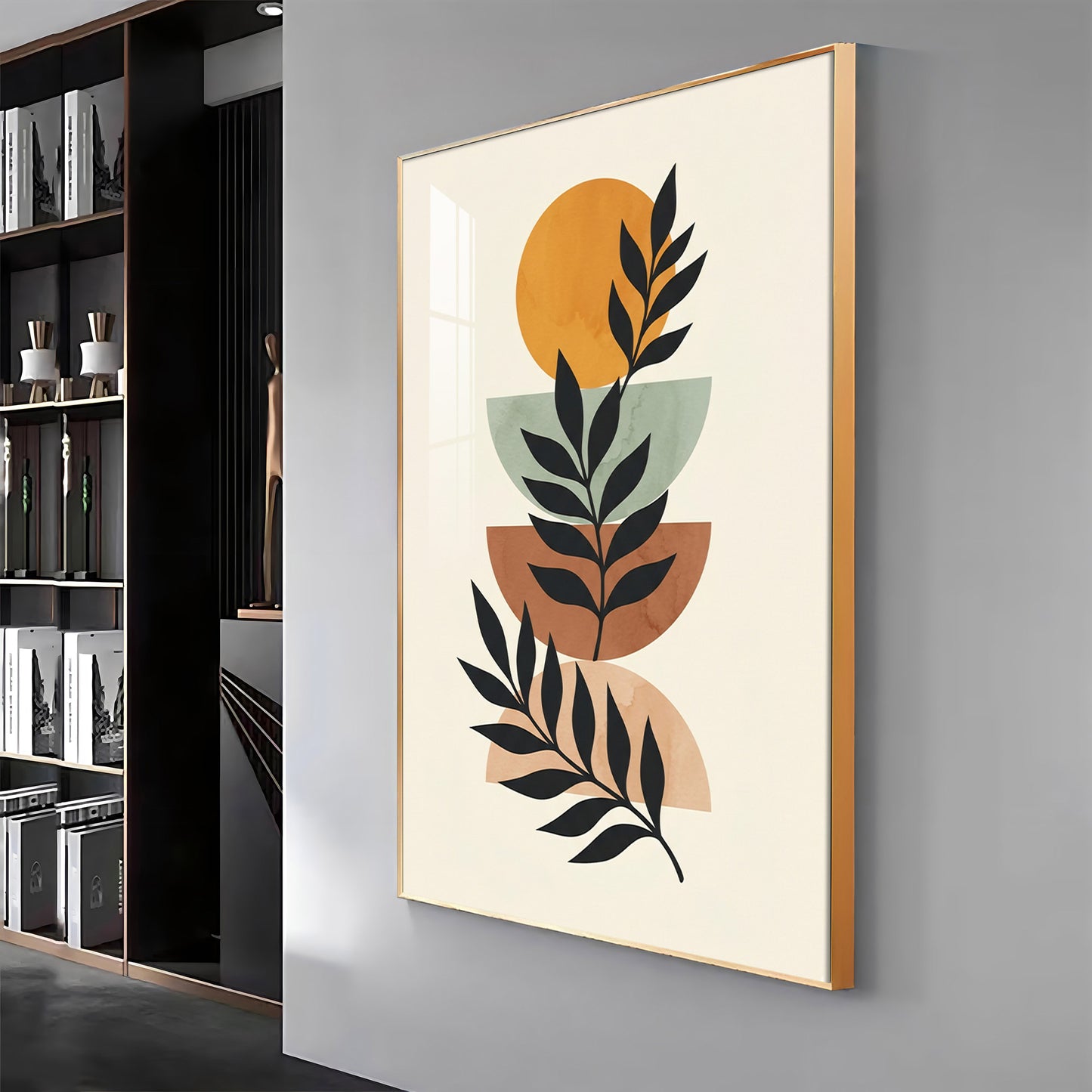 Stacked Bohemian Design With Leaf Premium Acrylic Vertical Wall Art
