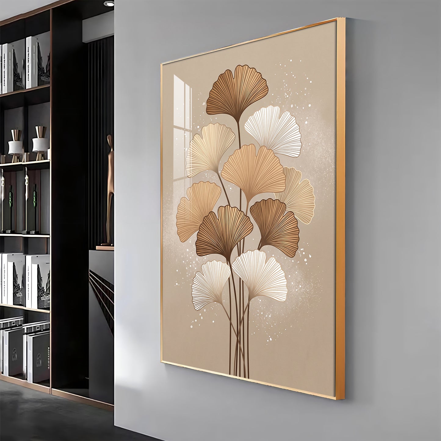Ginkgo Biloba Line Art Premium Acrylic Vertical Wall Art