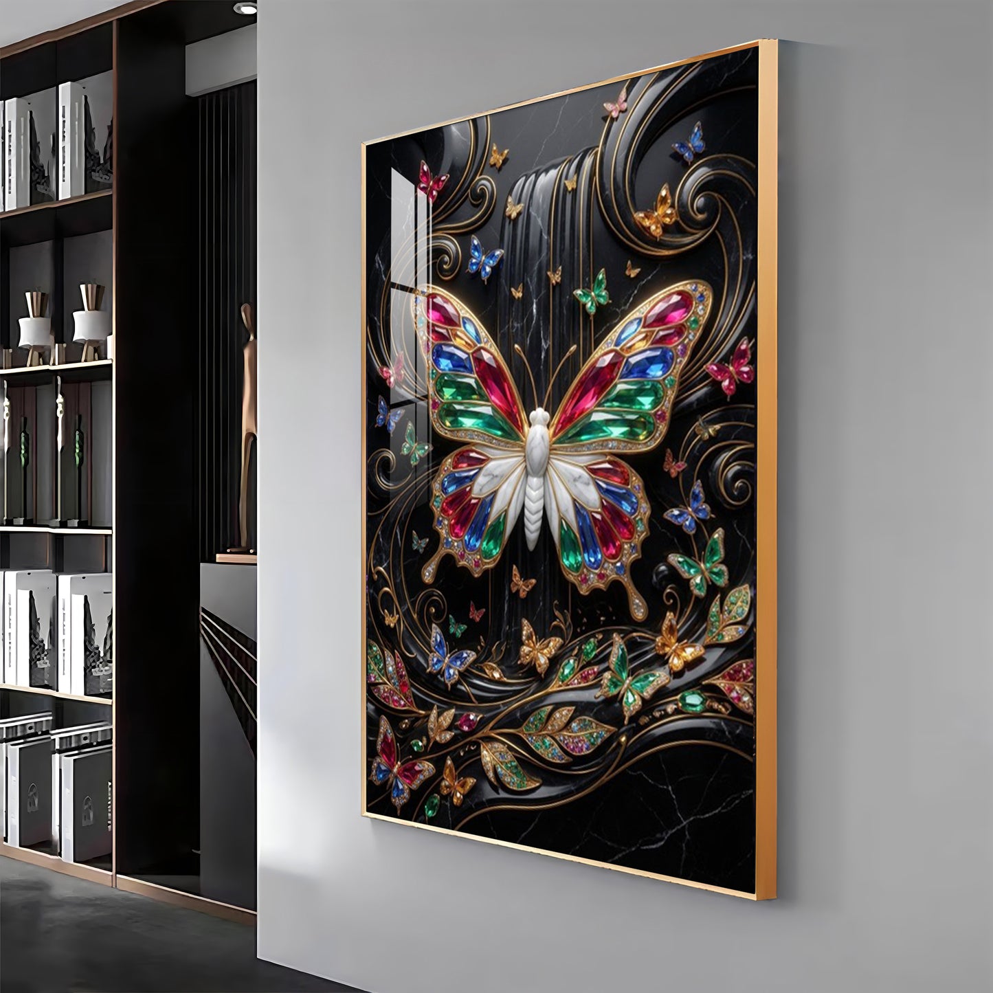 Colourful Butterflies Premium Acrylic Vertical Wall Art