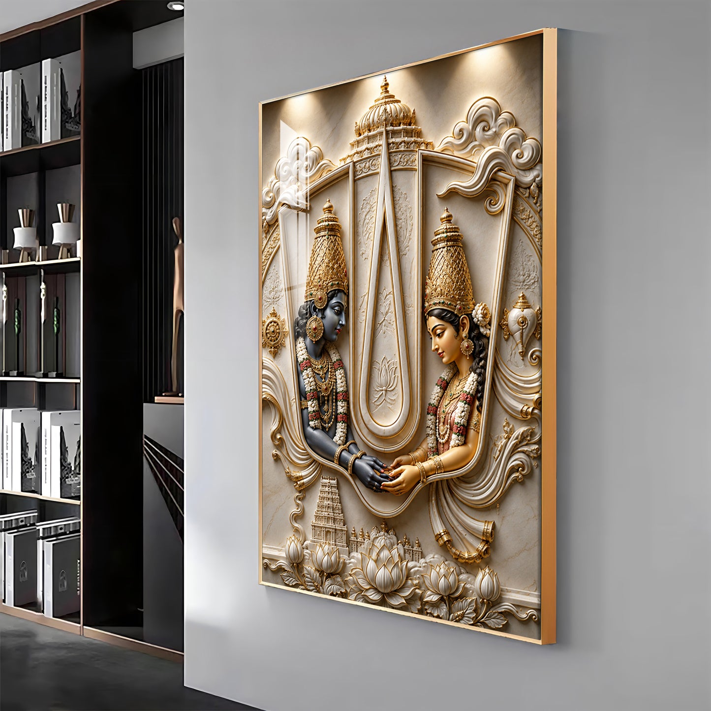 Lord Vishnu Shri Lakshmi Premium Acrylic Vertical Wall Art
