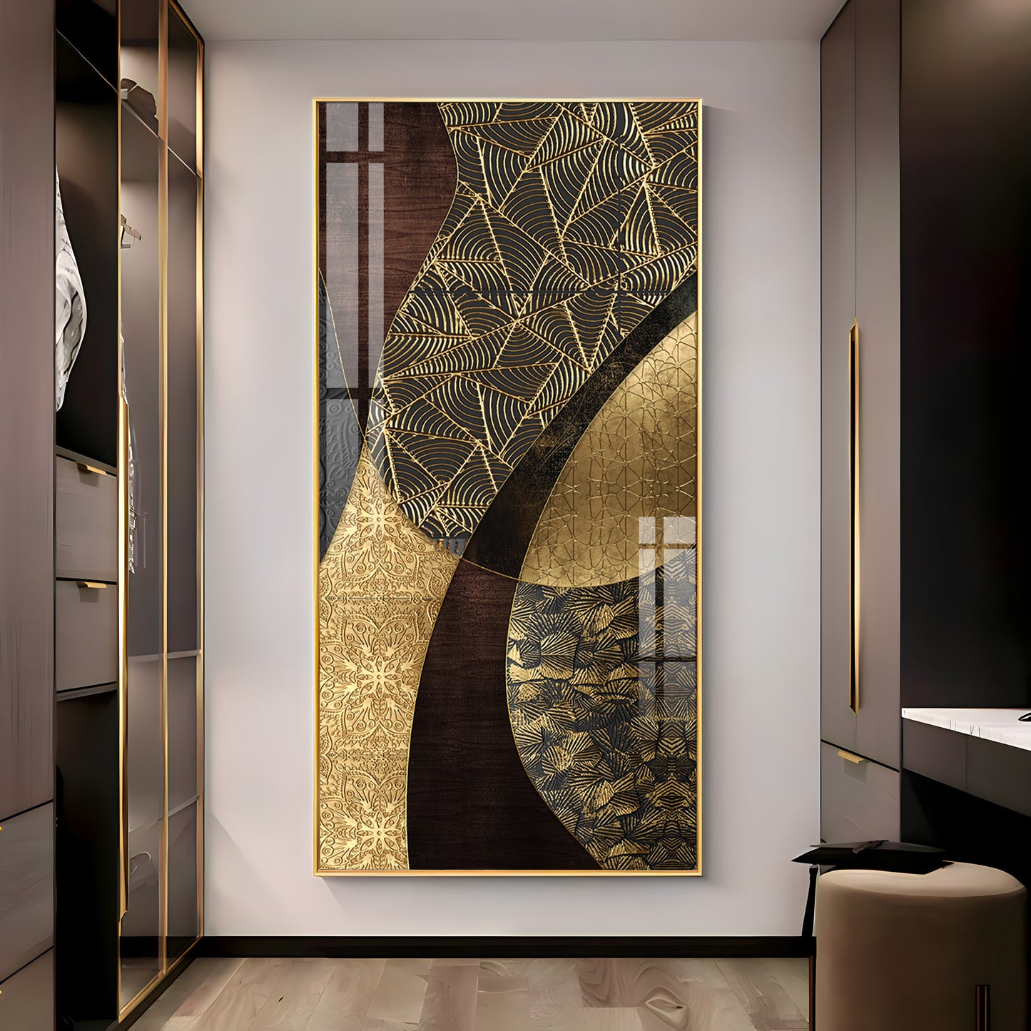 Golden Noir Elegance Premium Acrylic Vertical Wall Art