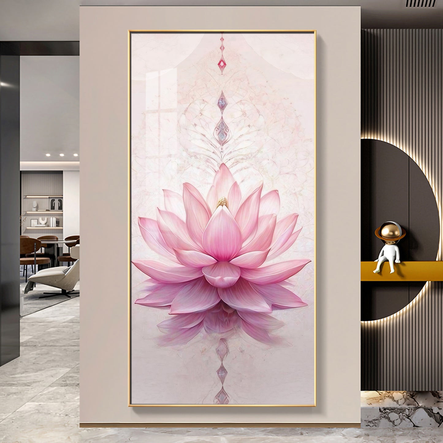 Pink Lotus Flower Premium Acrylic Vertical Wall Art