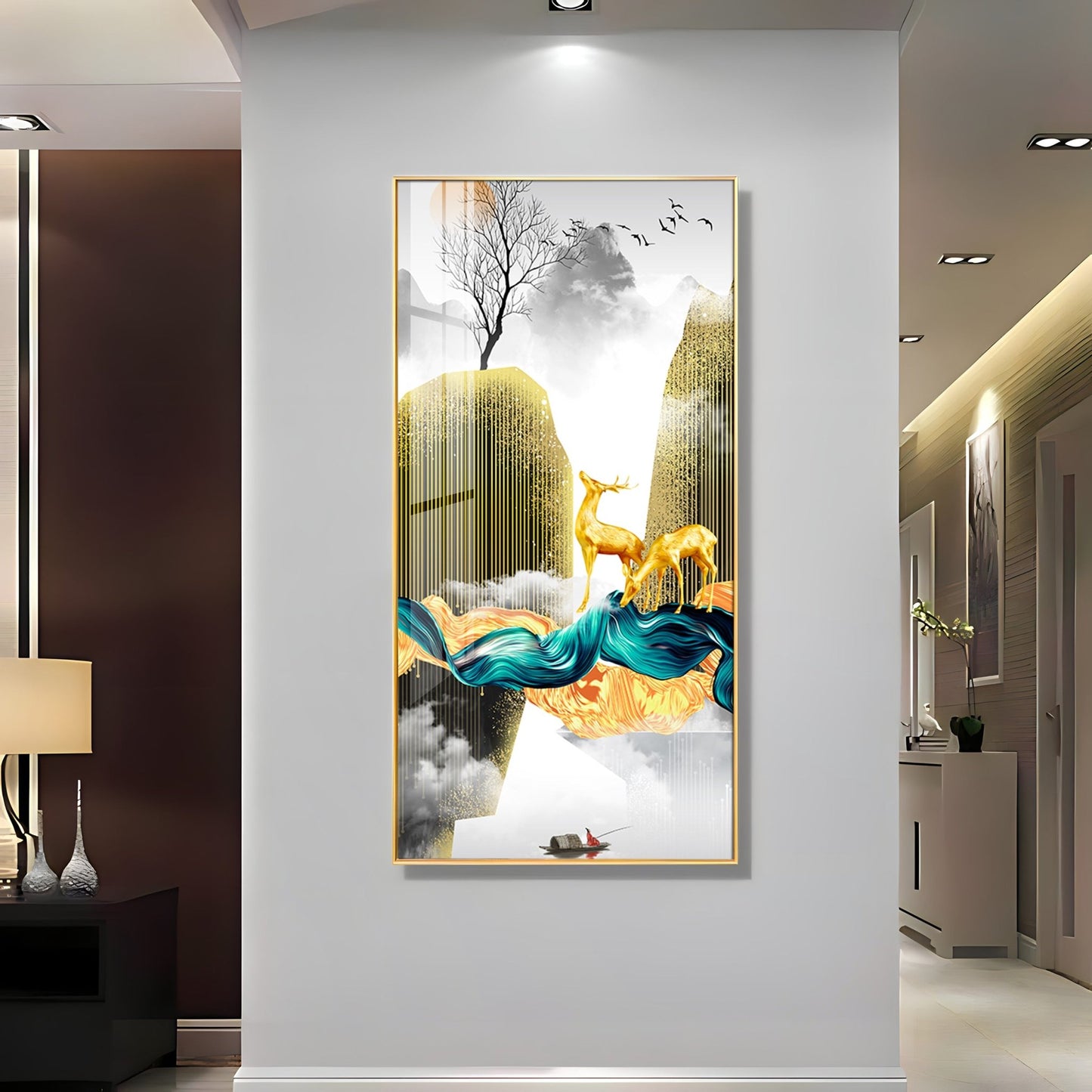 Golden Deer Couple Luxury Crystal Wall Art - The Next Decor