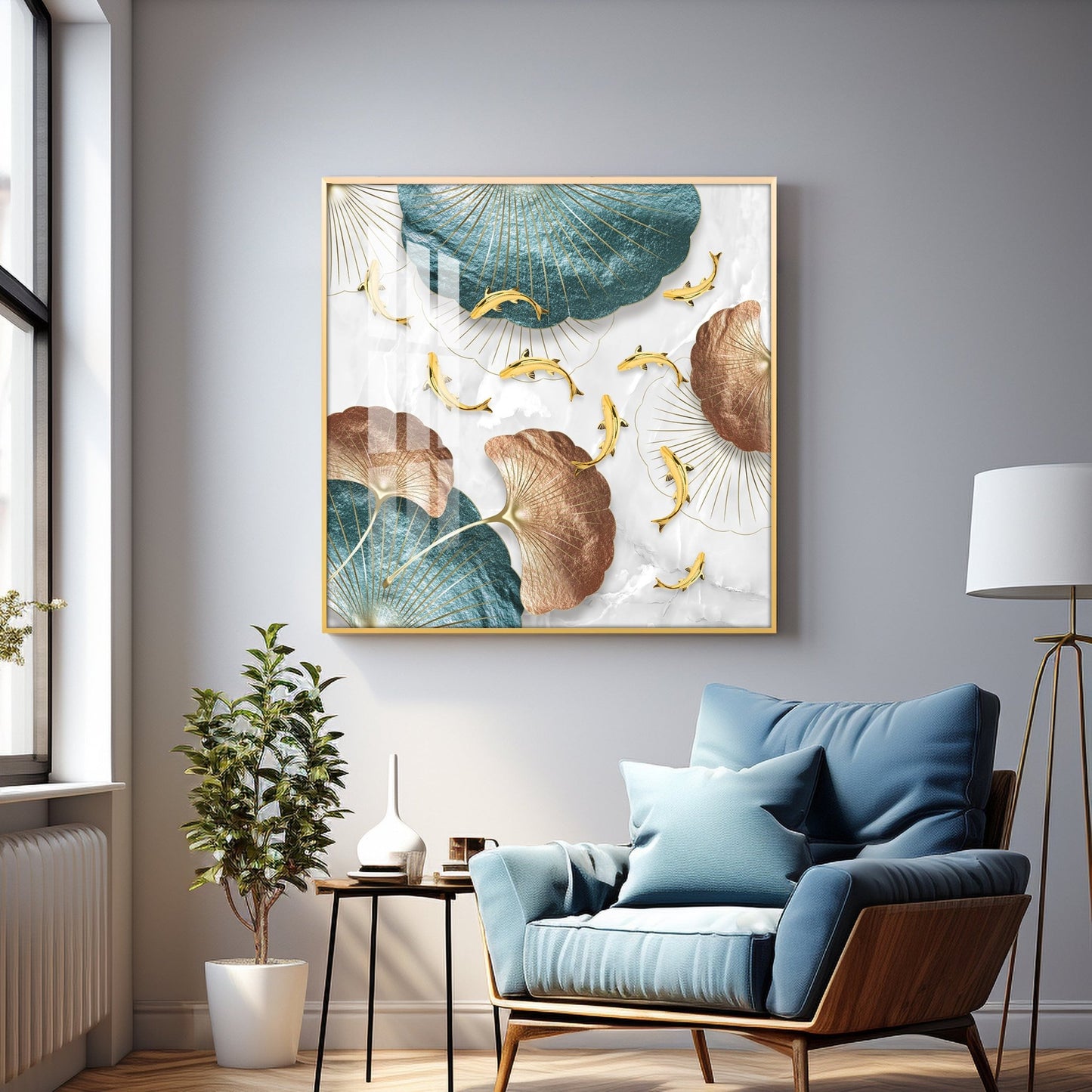 Goldfish River Luxury Crystal Square Wall Art - The Next Decor