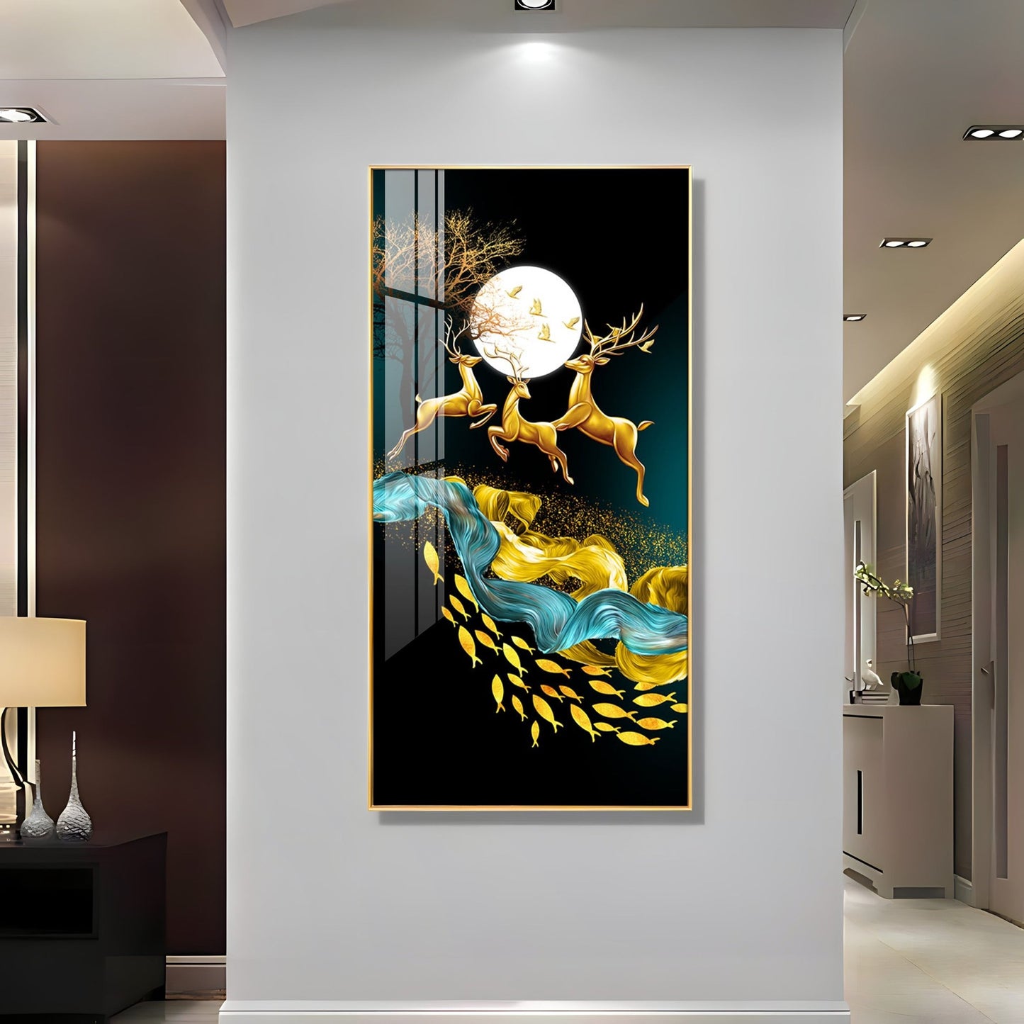 Jumping Golden Deers Luxury Crystal Wall Art - The Next Decor