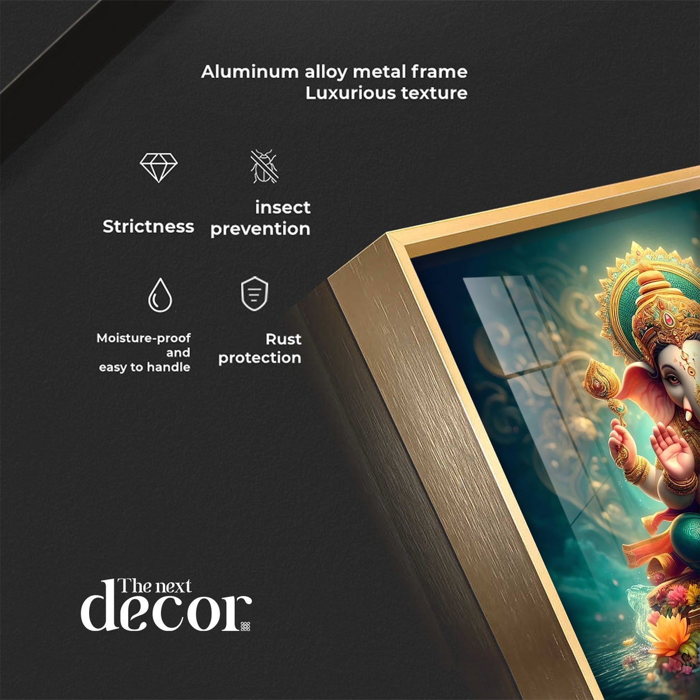 Lord Ganesh Blessings Premium Acrylic Square Wall Art - The Next Decor