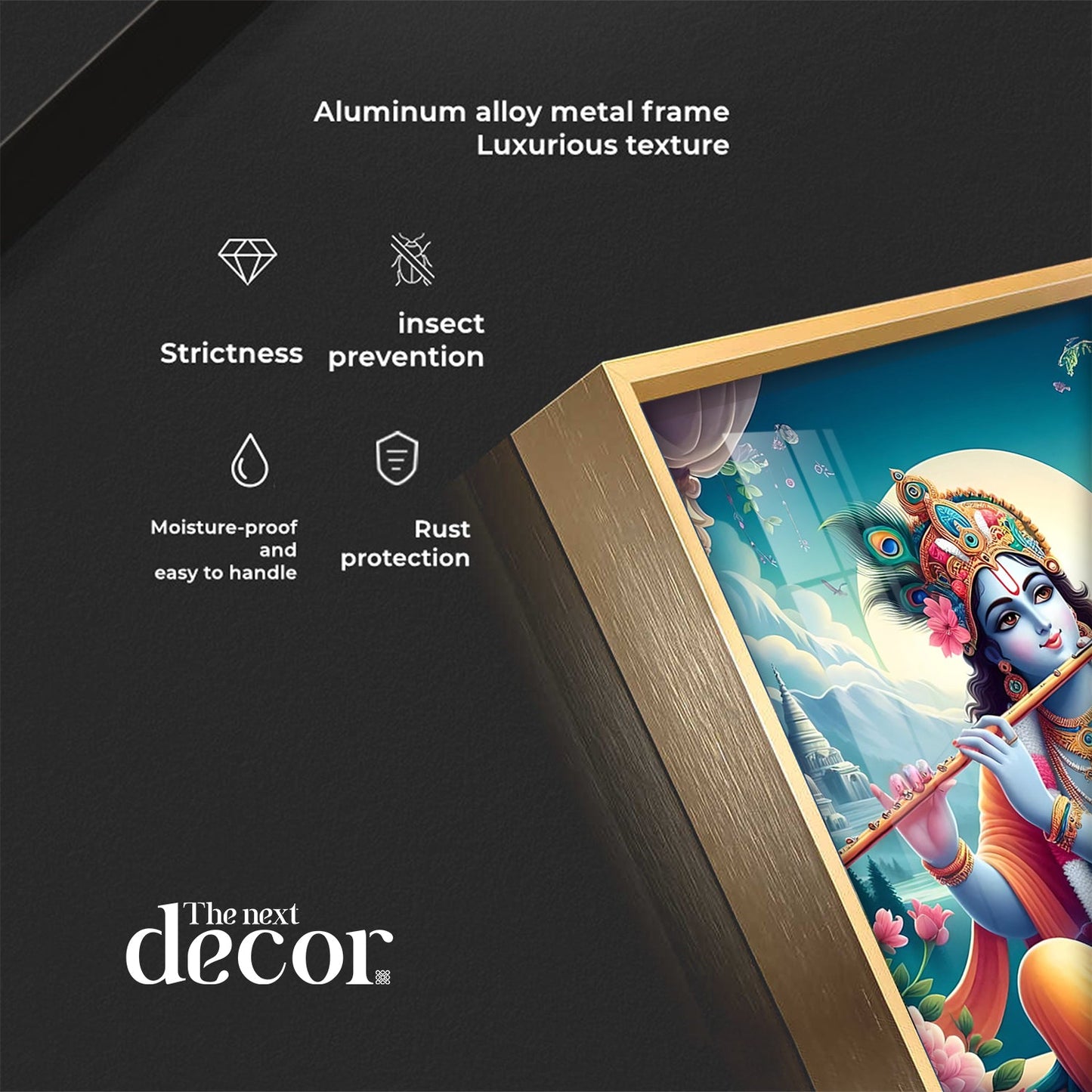 Lord Krishna Devotion Premium Vertical Acrylic Wall Art - The Next Decor