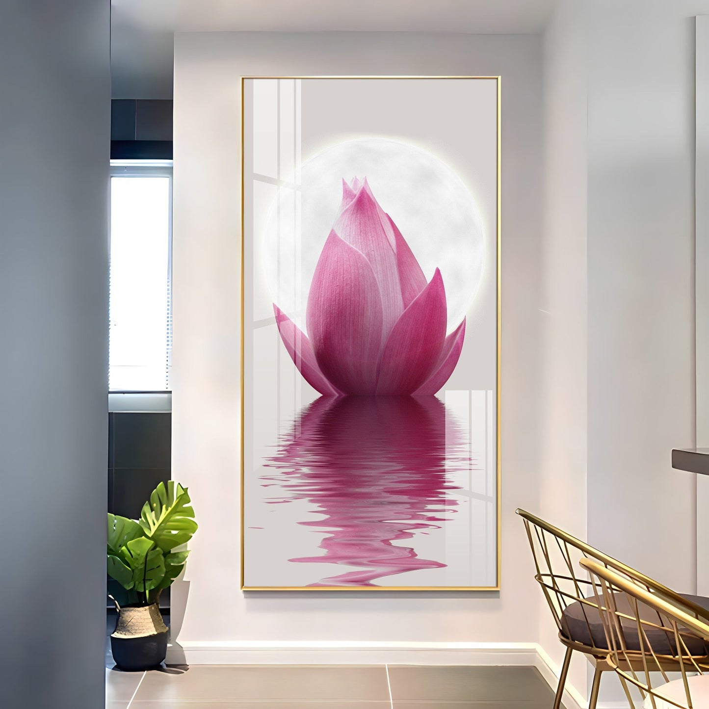 Lotus In Water Radiance Premium Acrylic Vertical Wall Art - The Next Decor