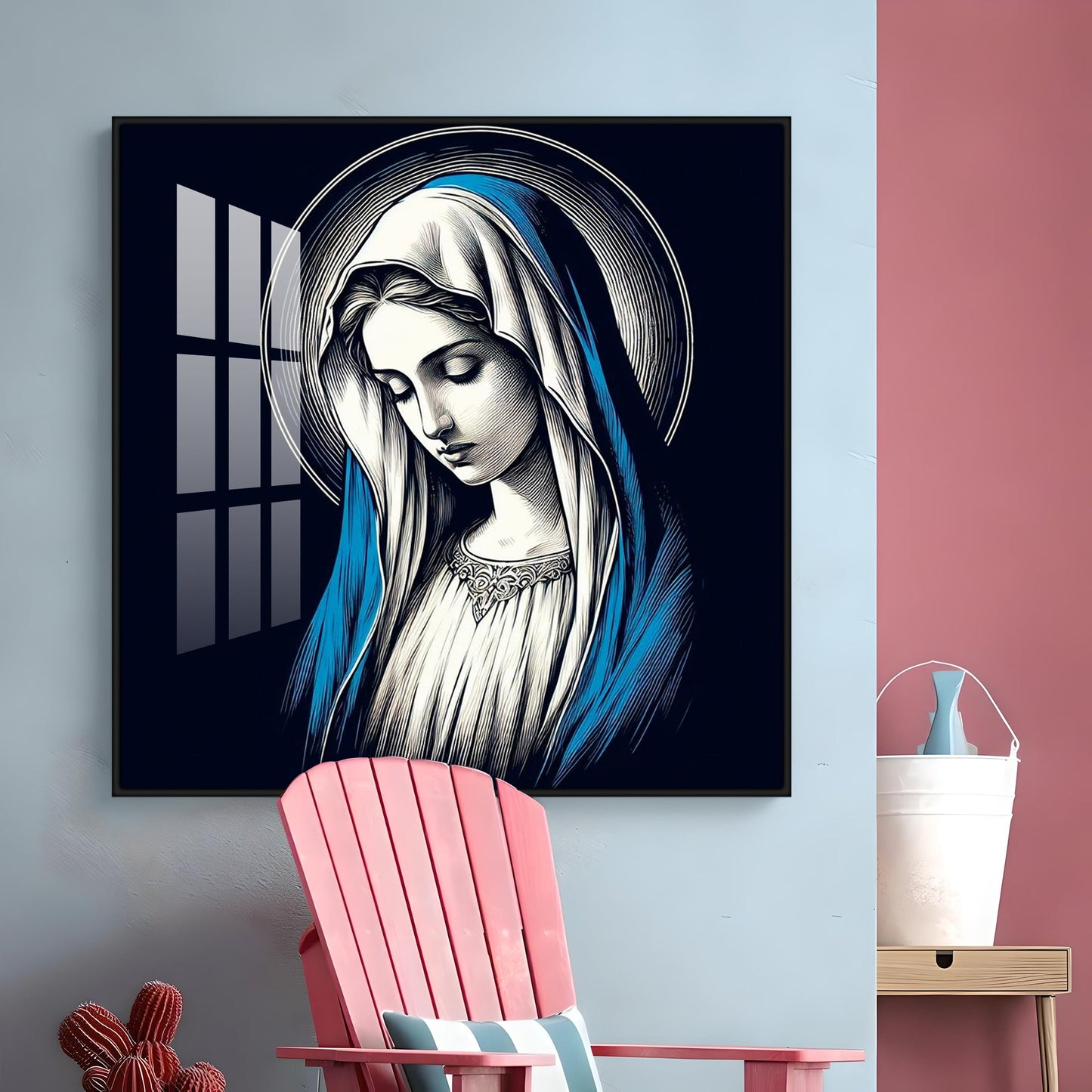 Portrait of the Virgin Mary Premium Acrylic Square Wall Art - The Next Decor