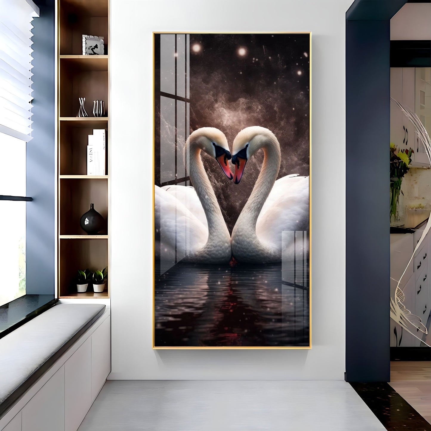 The Swans Majestic Duet Premium Acrylic Wall Art - The Next Decor