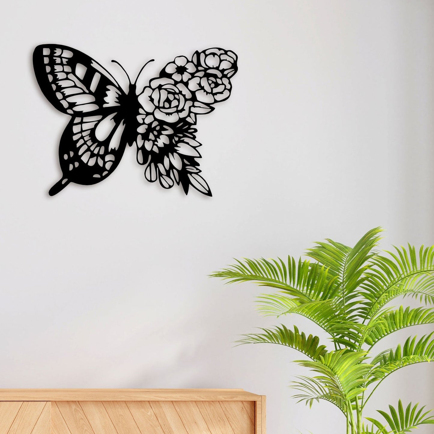 Rose Butterfly Metal Wall Art 2