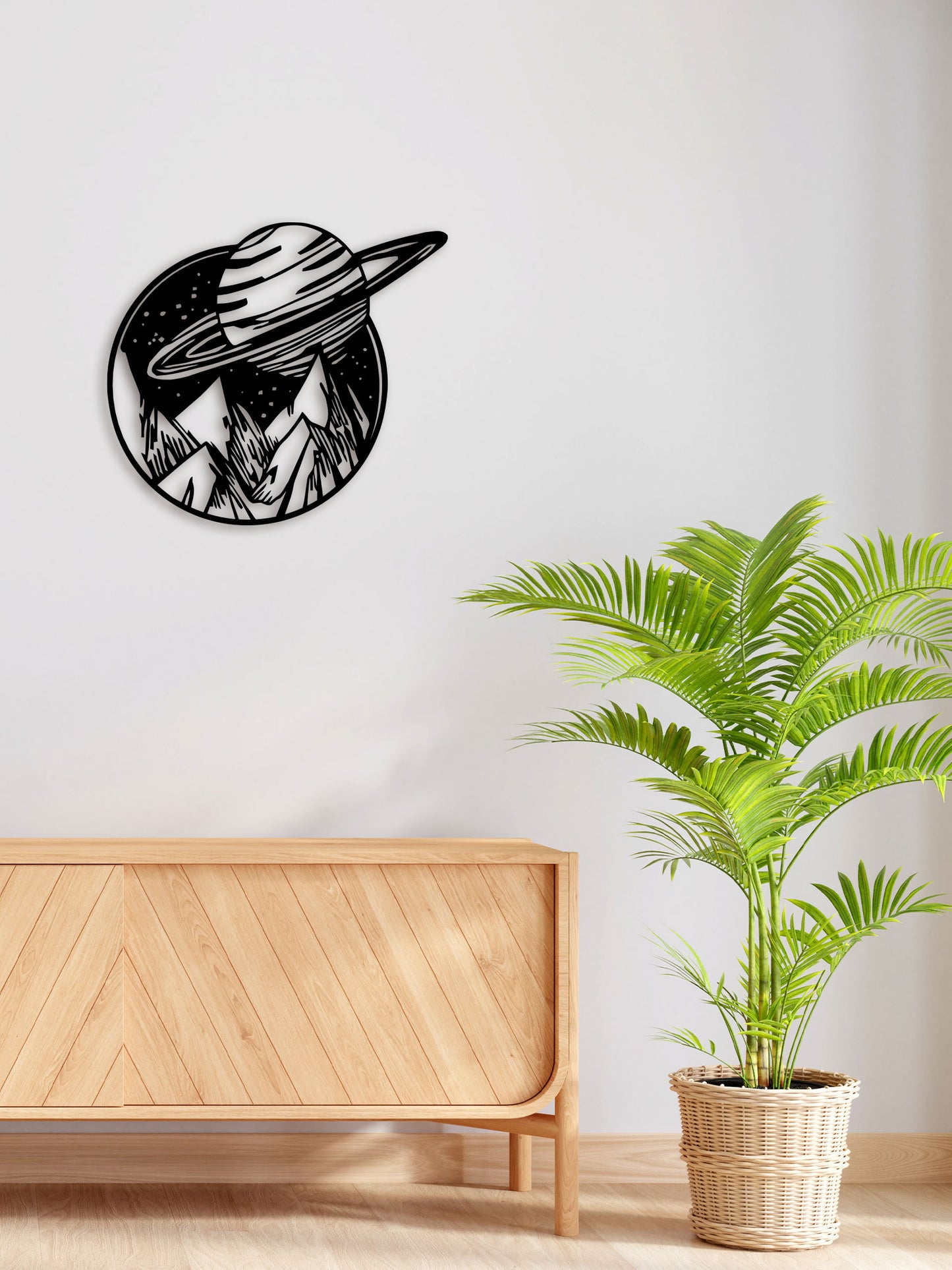 Planet On Mountain Metal Wall Art