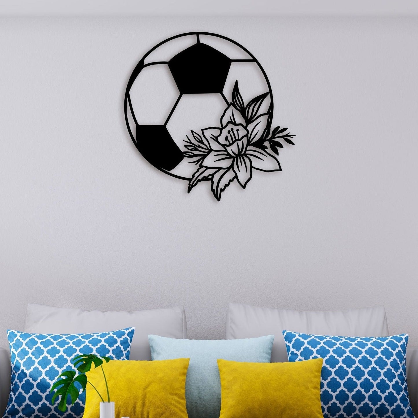 Football Flower Metal Wall Art 3