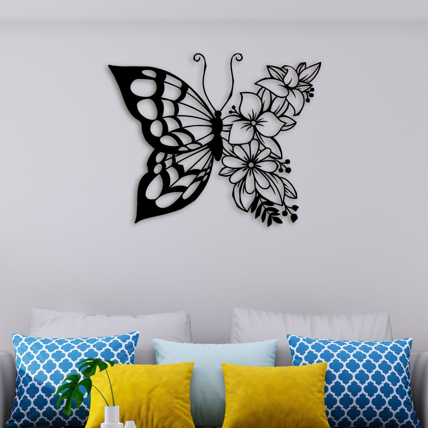 Flowers Butterfly Metal Wall Art 3