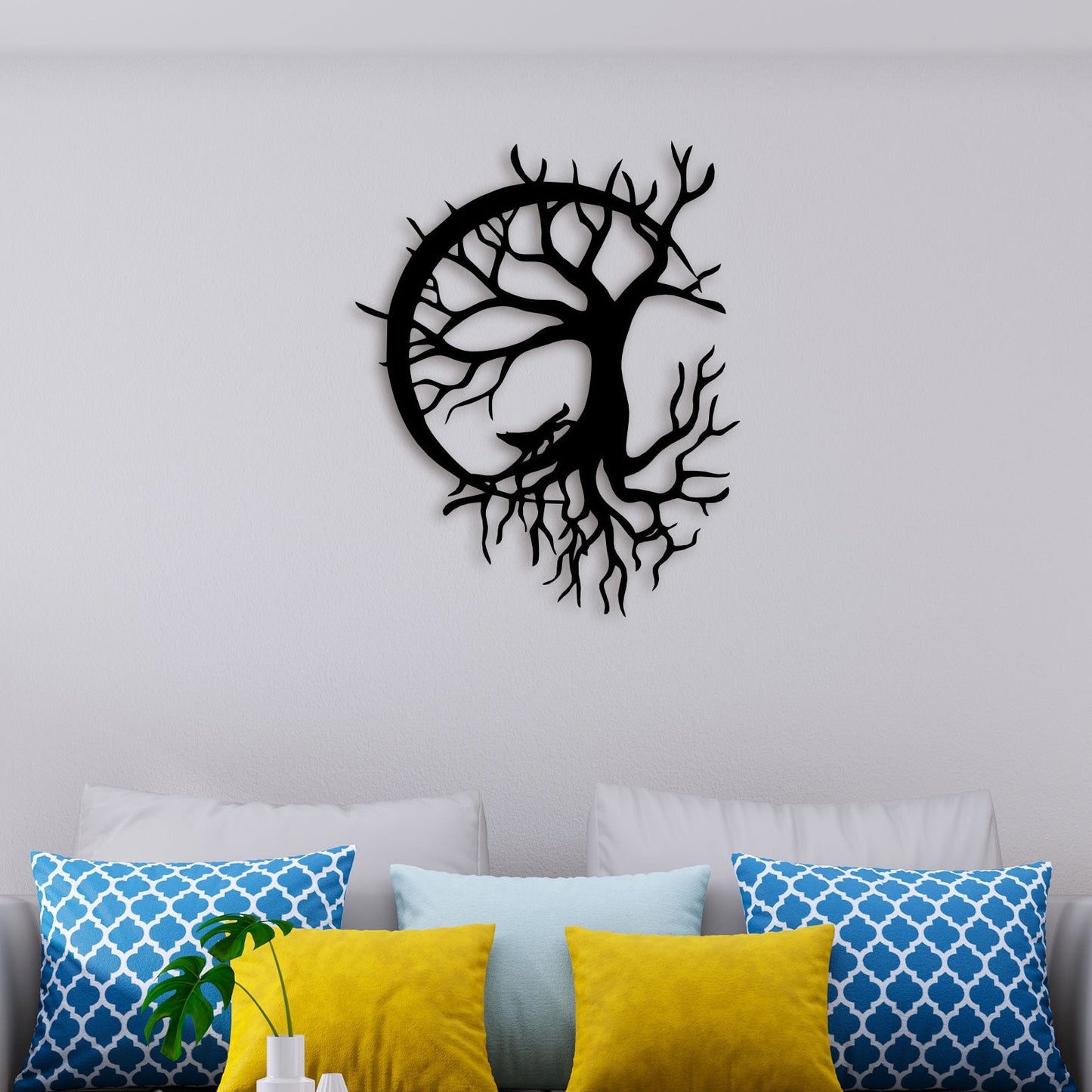 Tree In Circular Shape Metal Wall Art 3