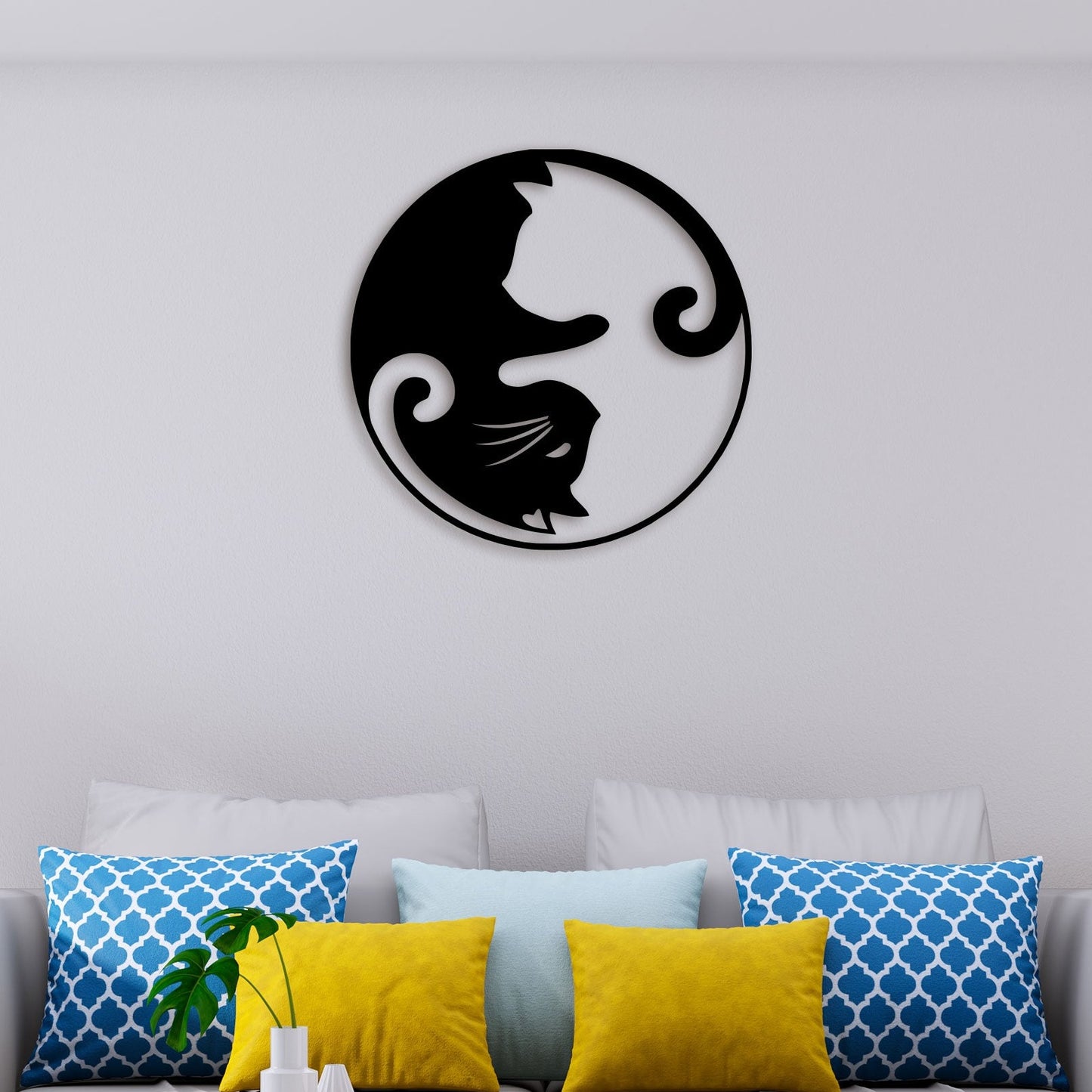 Cat Ying Yang Metal Wall Art 3