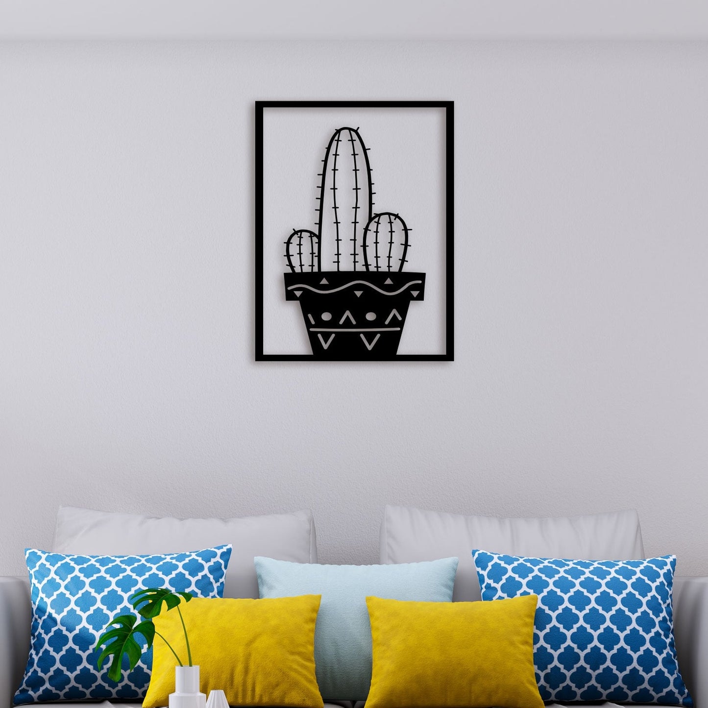 Cactus In Pot Metal Wall Art 3