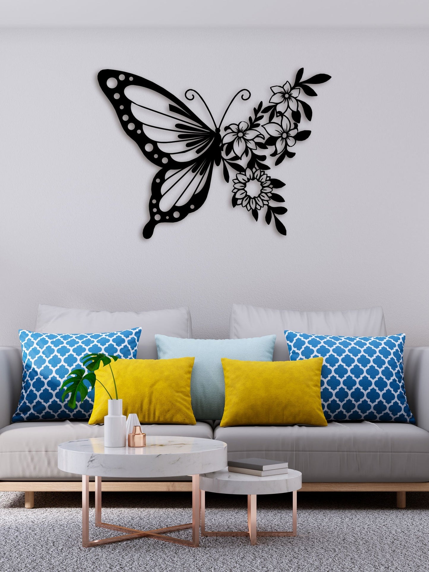Flower Butterfly Metal Wall Art 3