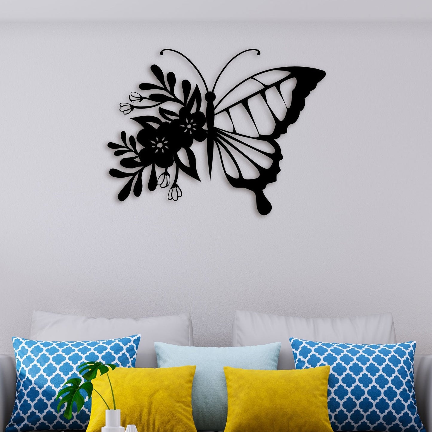 Leaf Butterfly Metal Wall Art 3