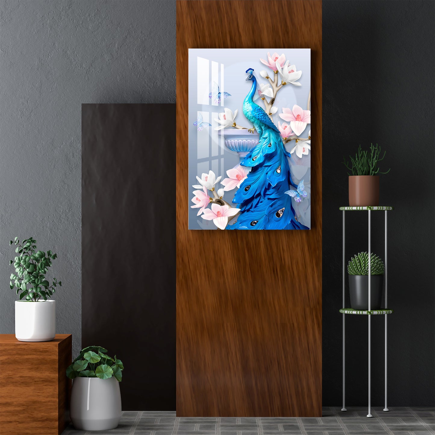 Unique Blue Feather Peacock Acrylic Wall Art