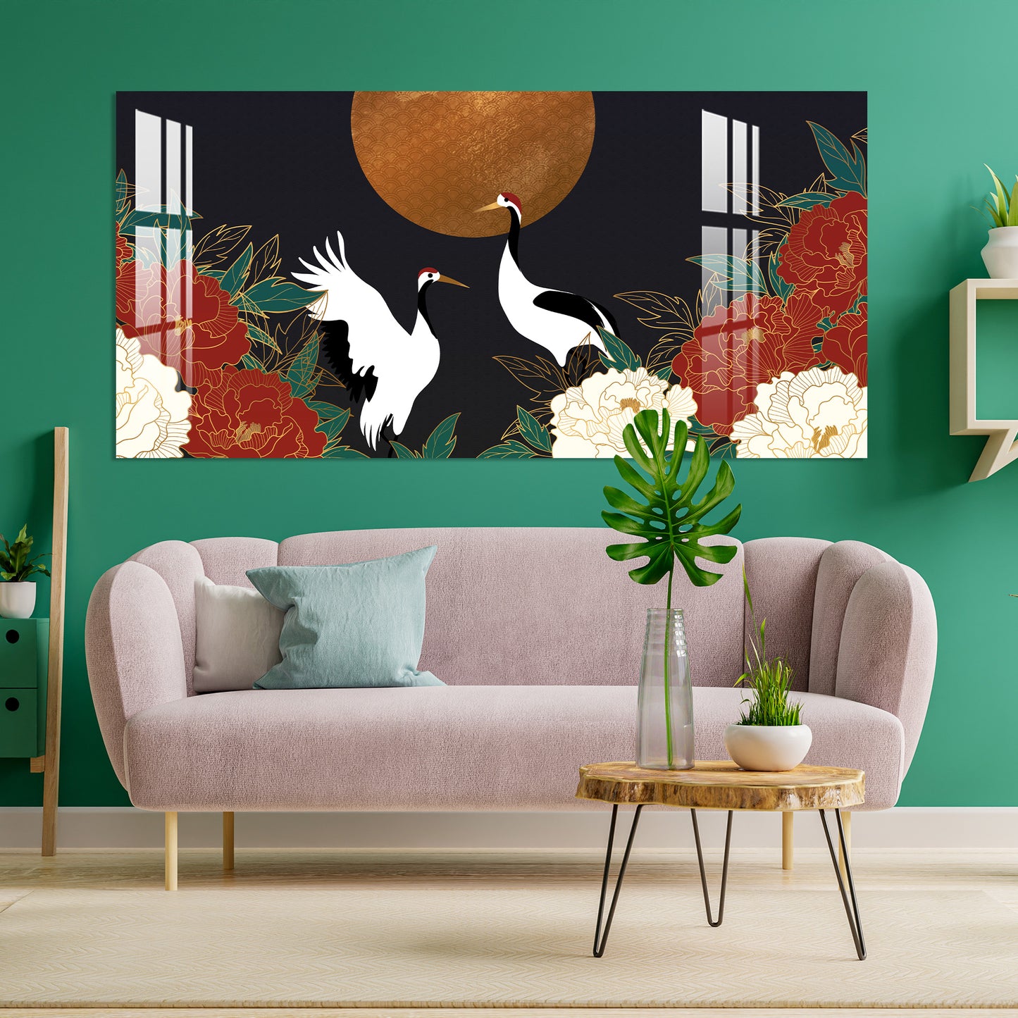 Black & White Birds in Garden Acrylic Wall Art