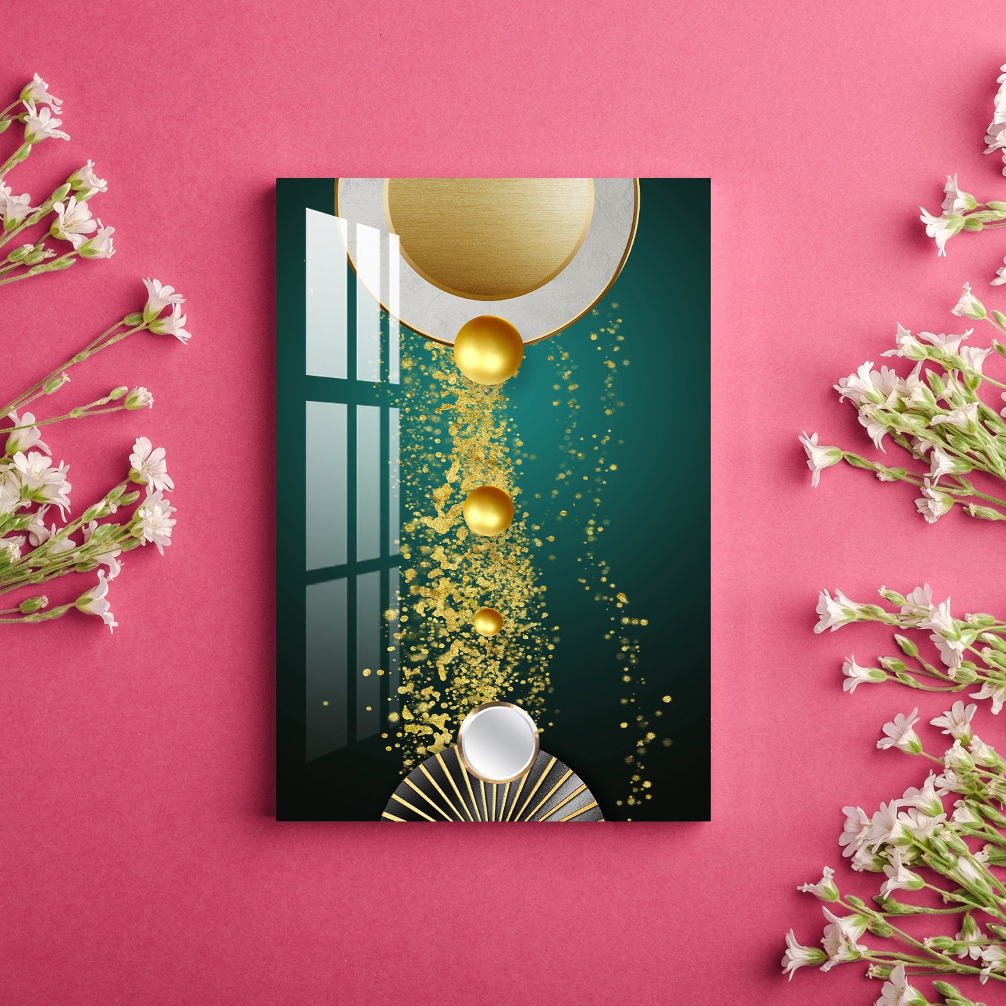 Golden Balls Acrylic Wall Art