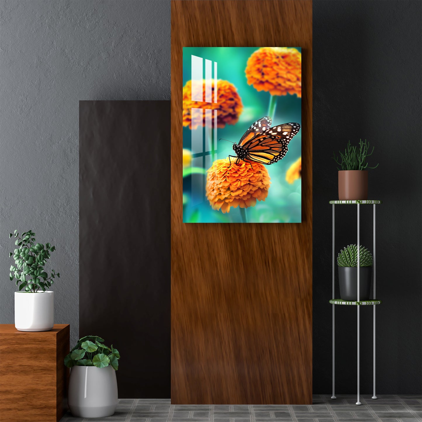 Marigold with Butterfly Acrylic Wall Art