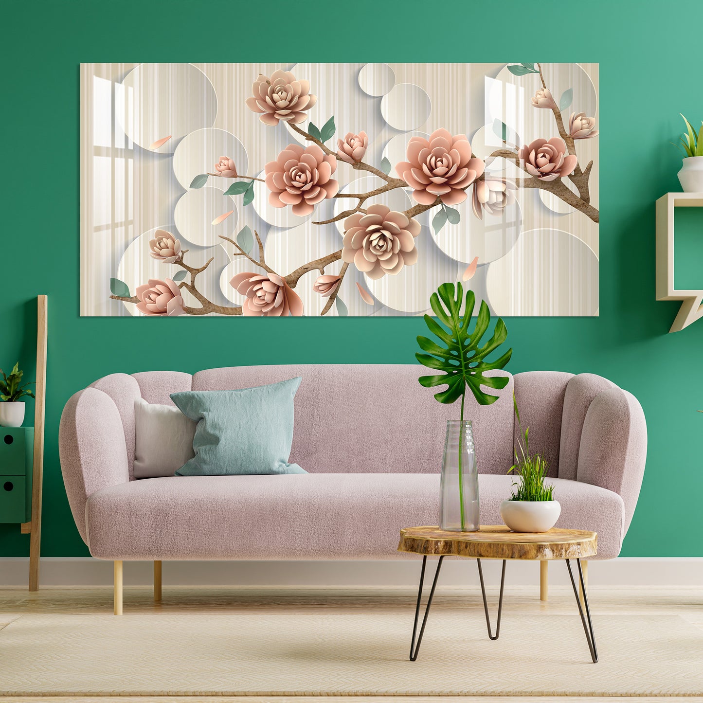 Peach Flowers Acrylic Wall Art