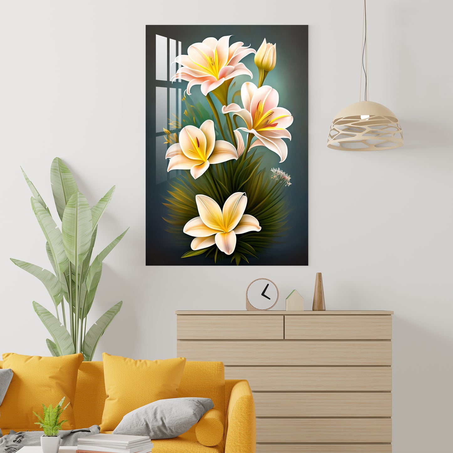 Beautiful White Lilies Acrylic Wall Art