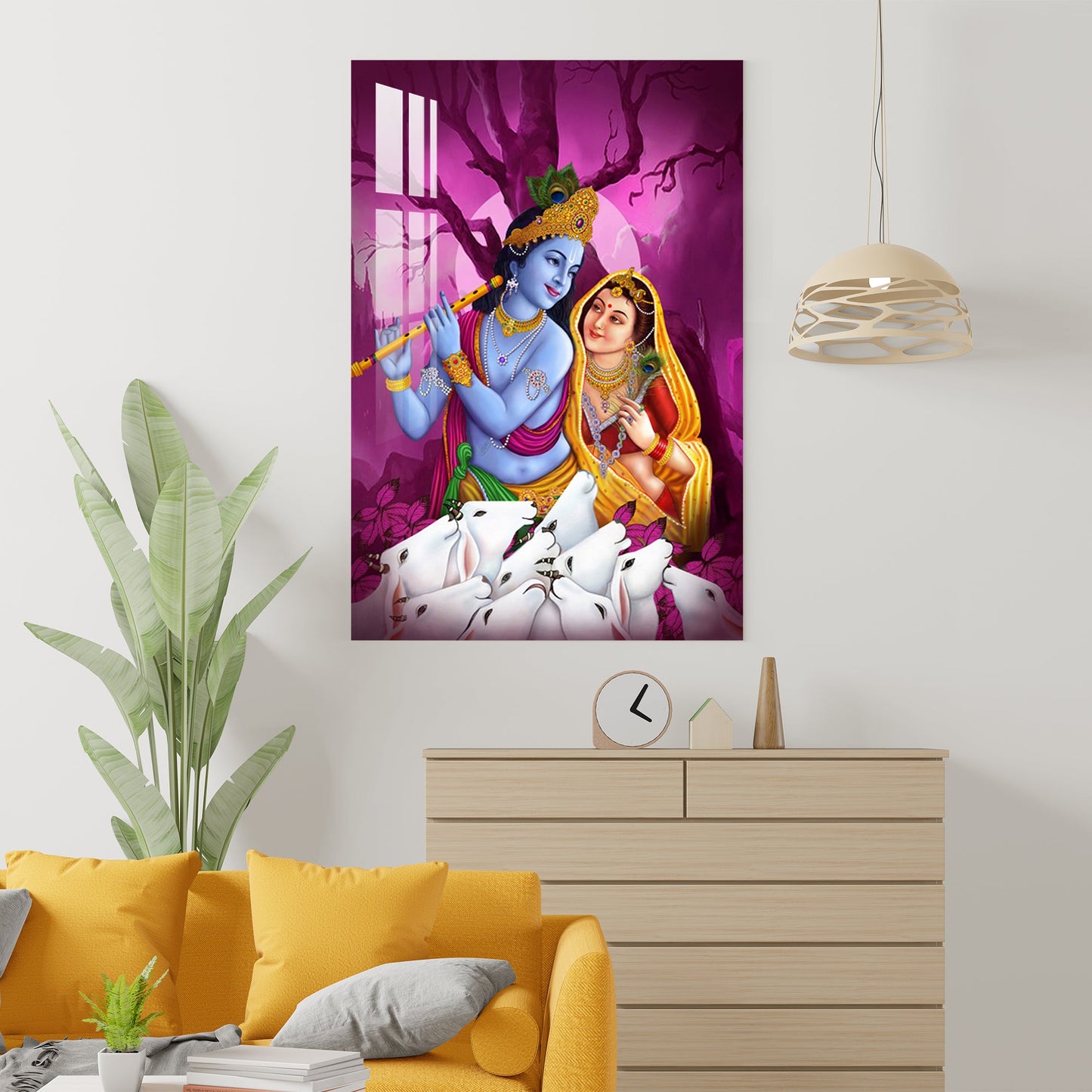 Radha Krishna in Gokul Acrylic Wall Art - 29.5X20 inches / 3MM