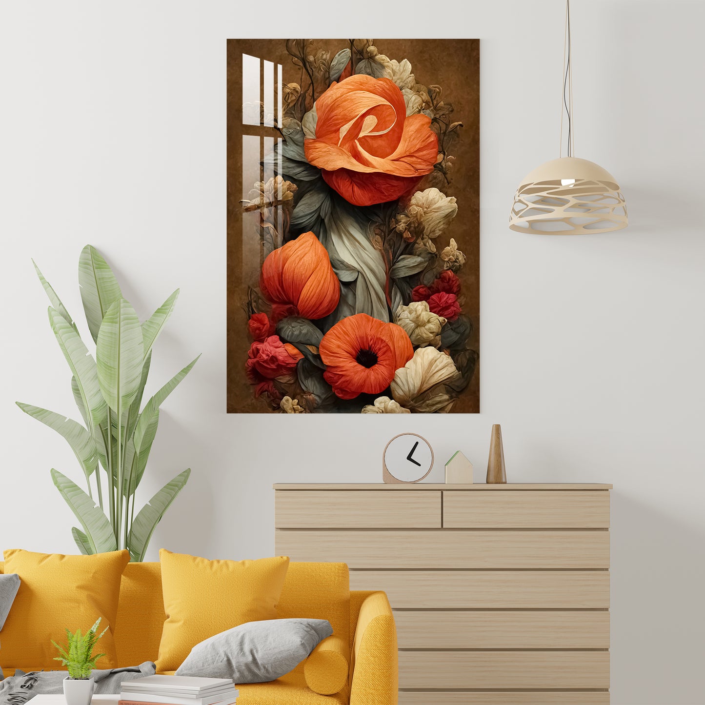 Candy Orange Flowers Acrylic Wall Art