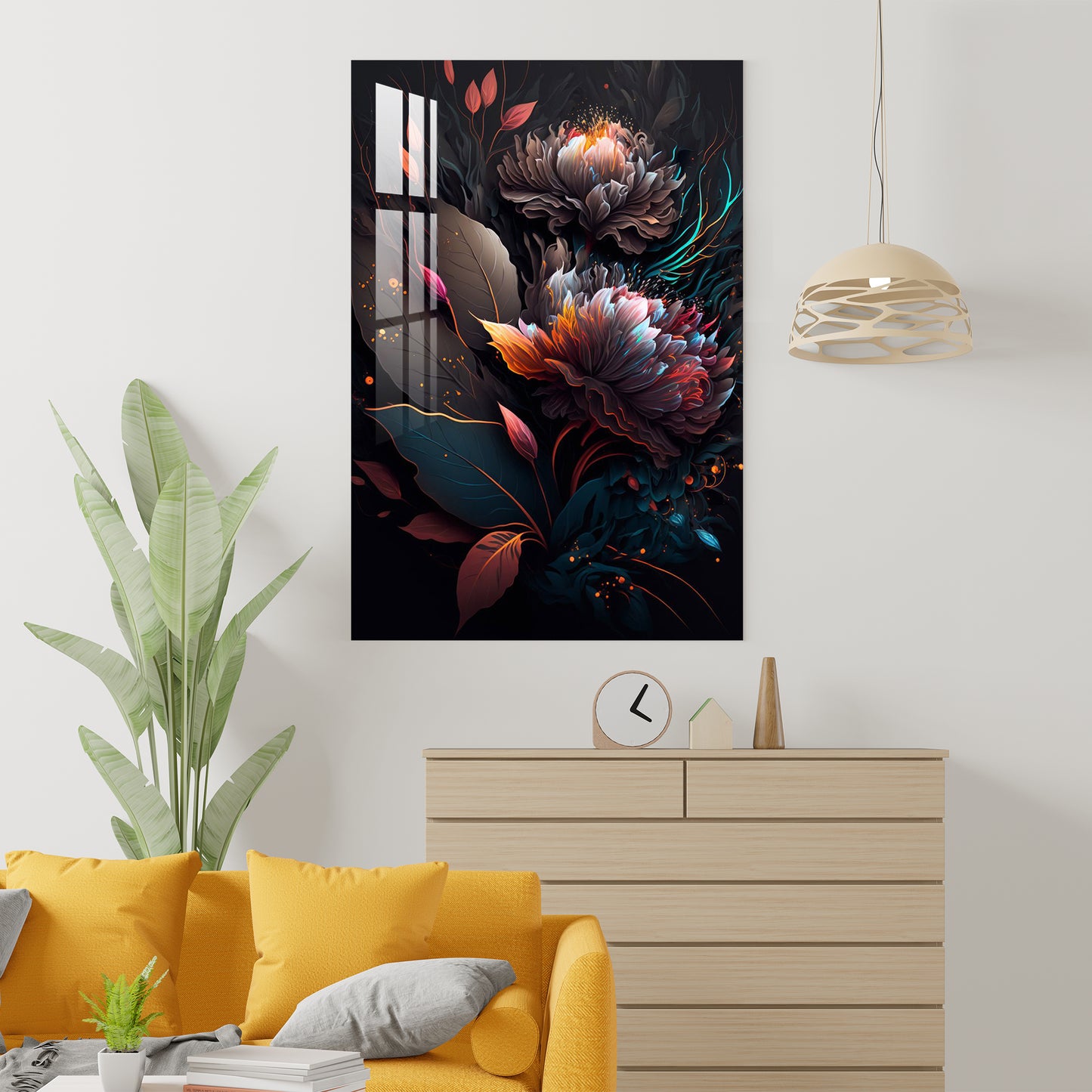 Glittering Flowers Acrylic Wall Art