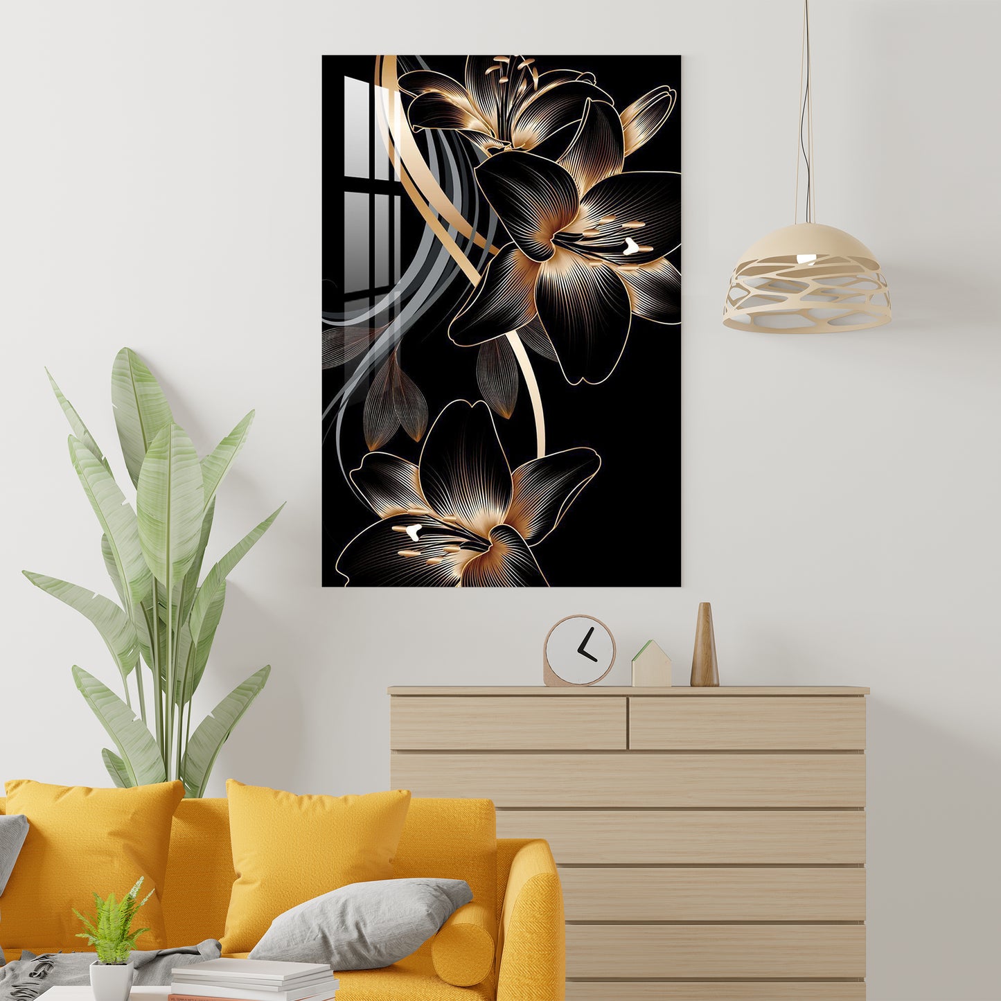 Luxury Golden Lilies Acrylic Wall Art