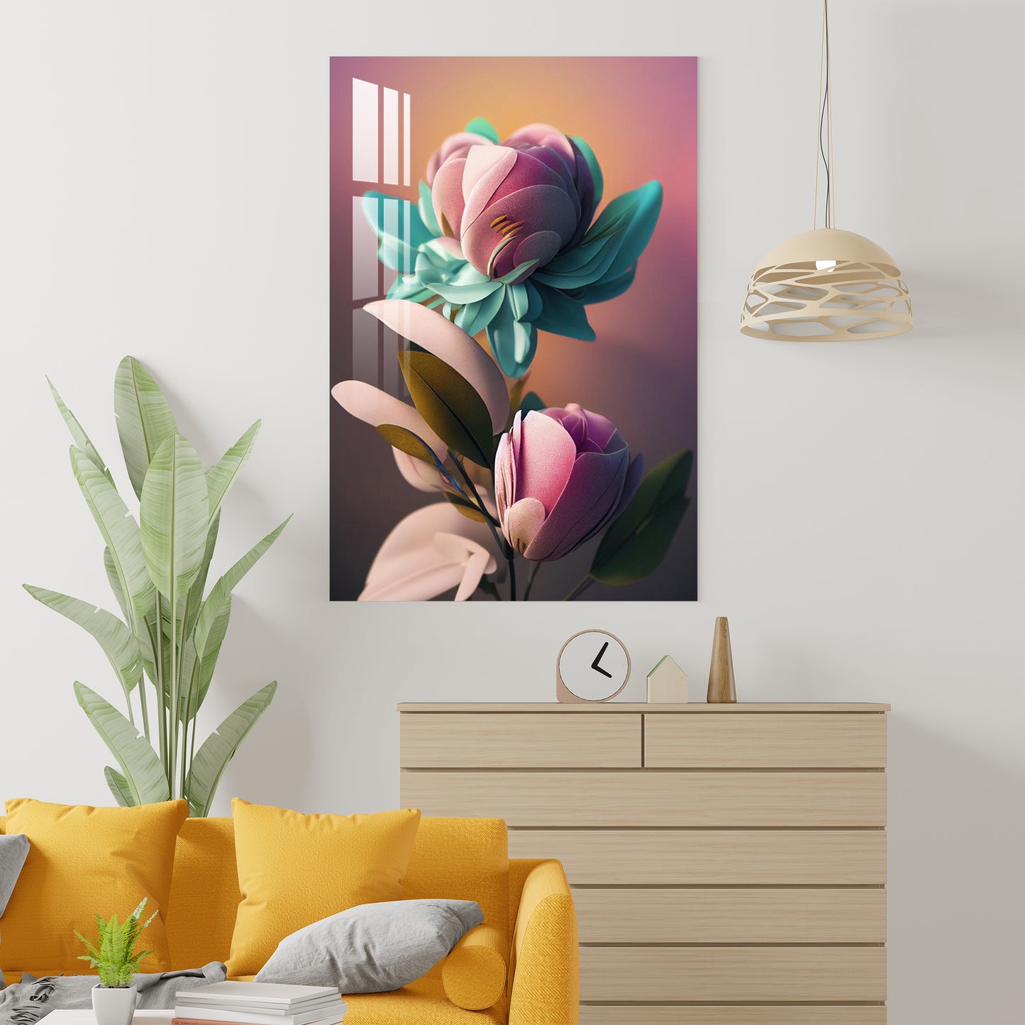 Beautiful Pink Rose Acrylic Wall Art