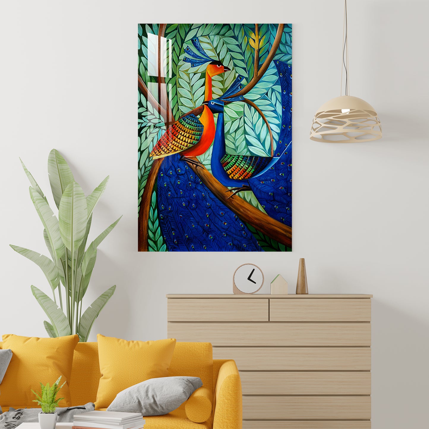 Peacock on Branch Acrylic Wall Art