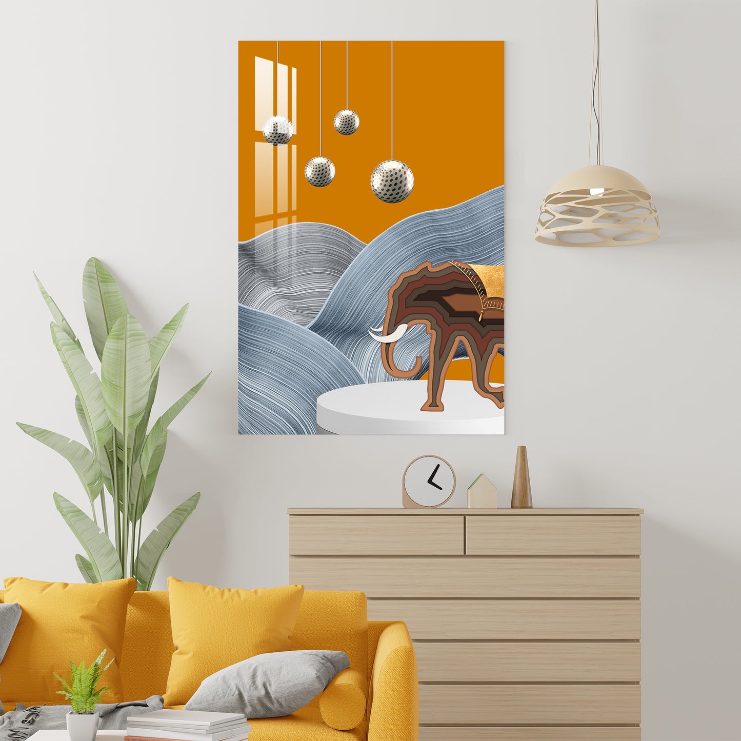 Unique Elephant Walking Acrylic Wall Art