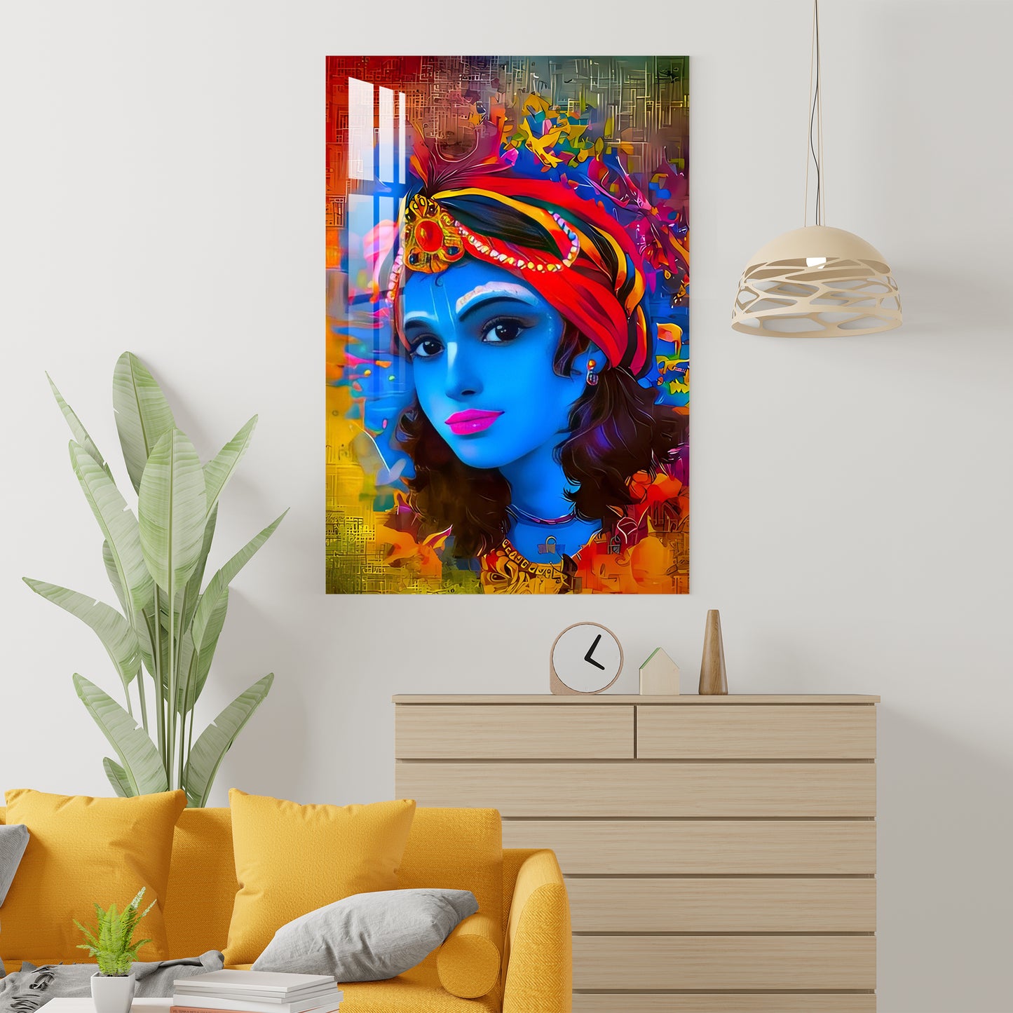 Colorful Krishna Acrylic Wall Art