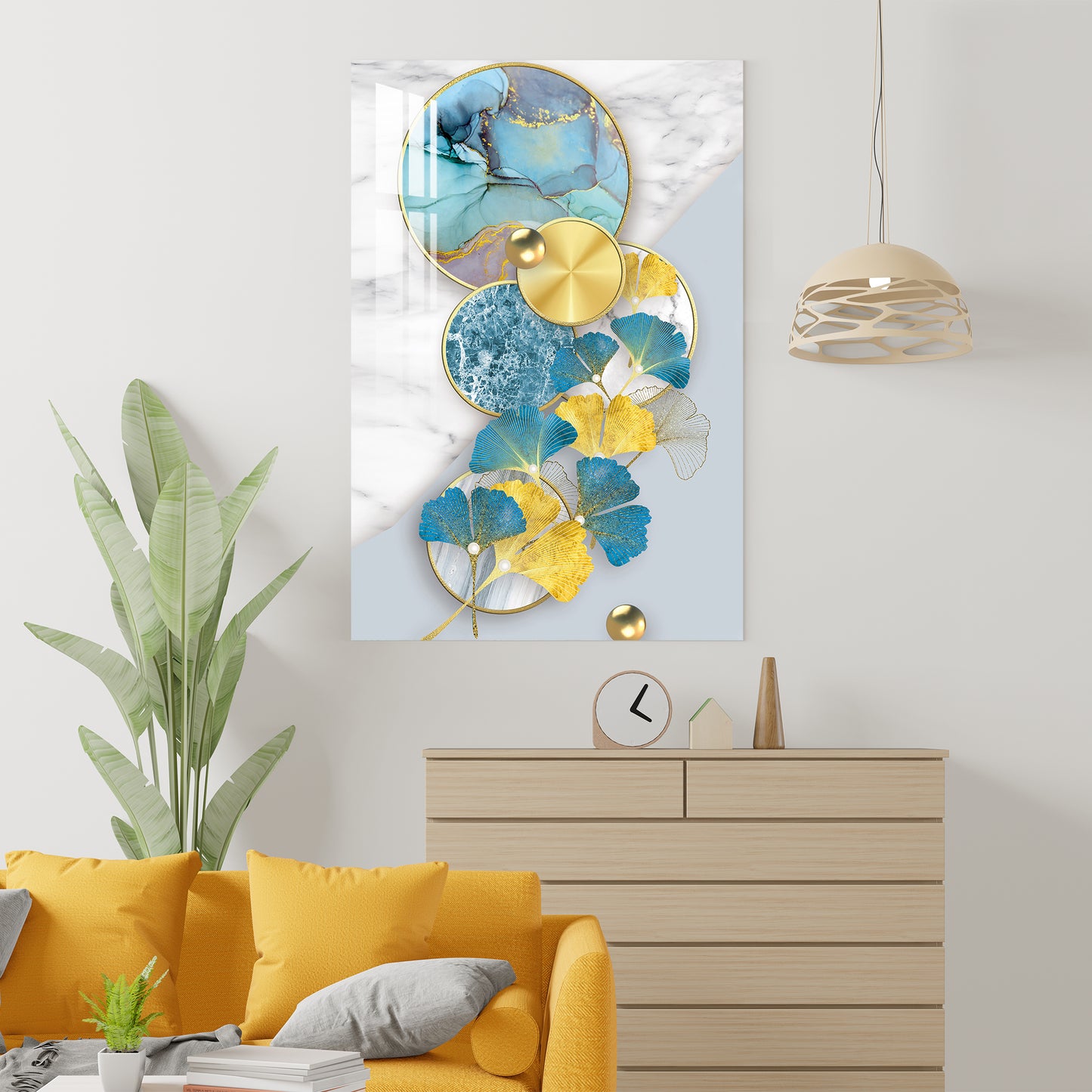 Blue & Golden Crystal Finish Acrylic Wall Art