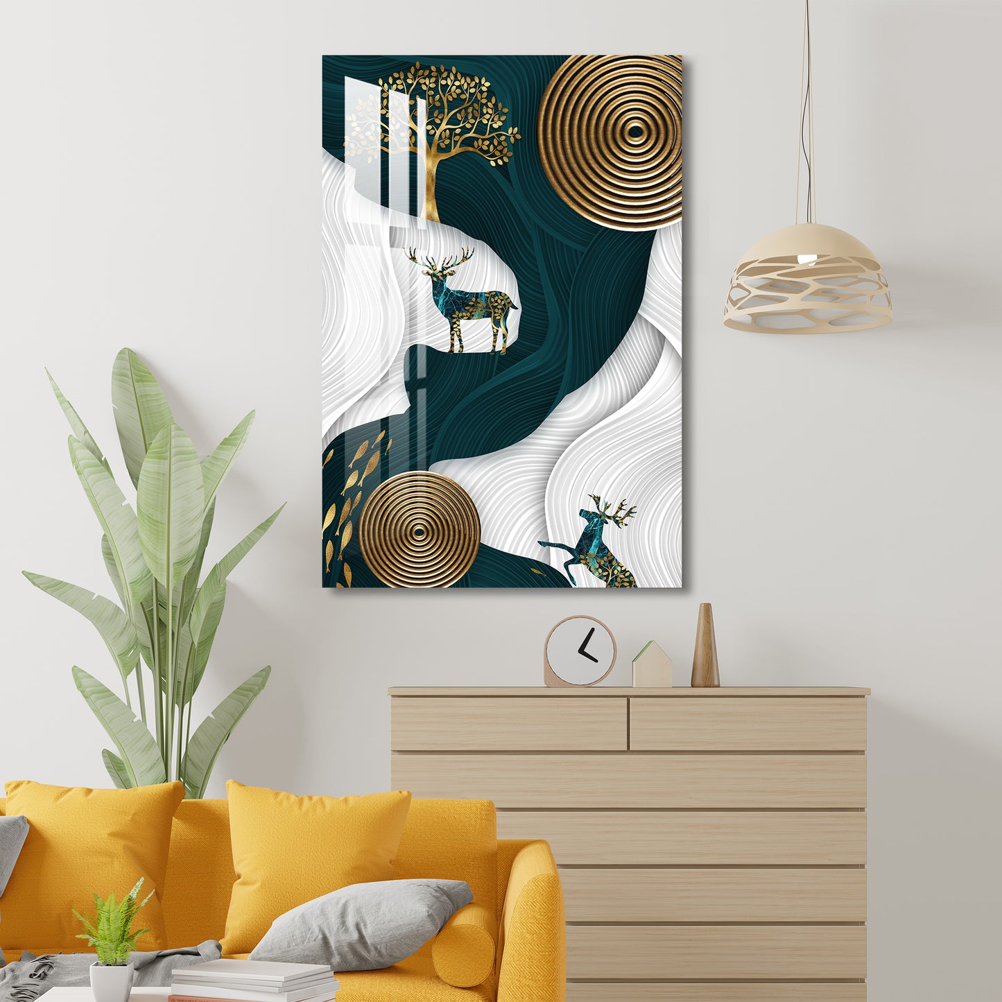 Fishes with Deer & Tree acrylic Wall Art