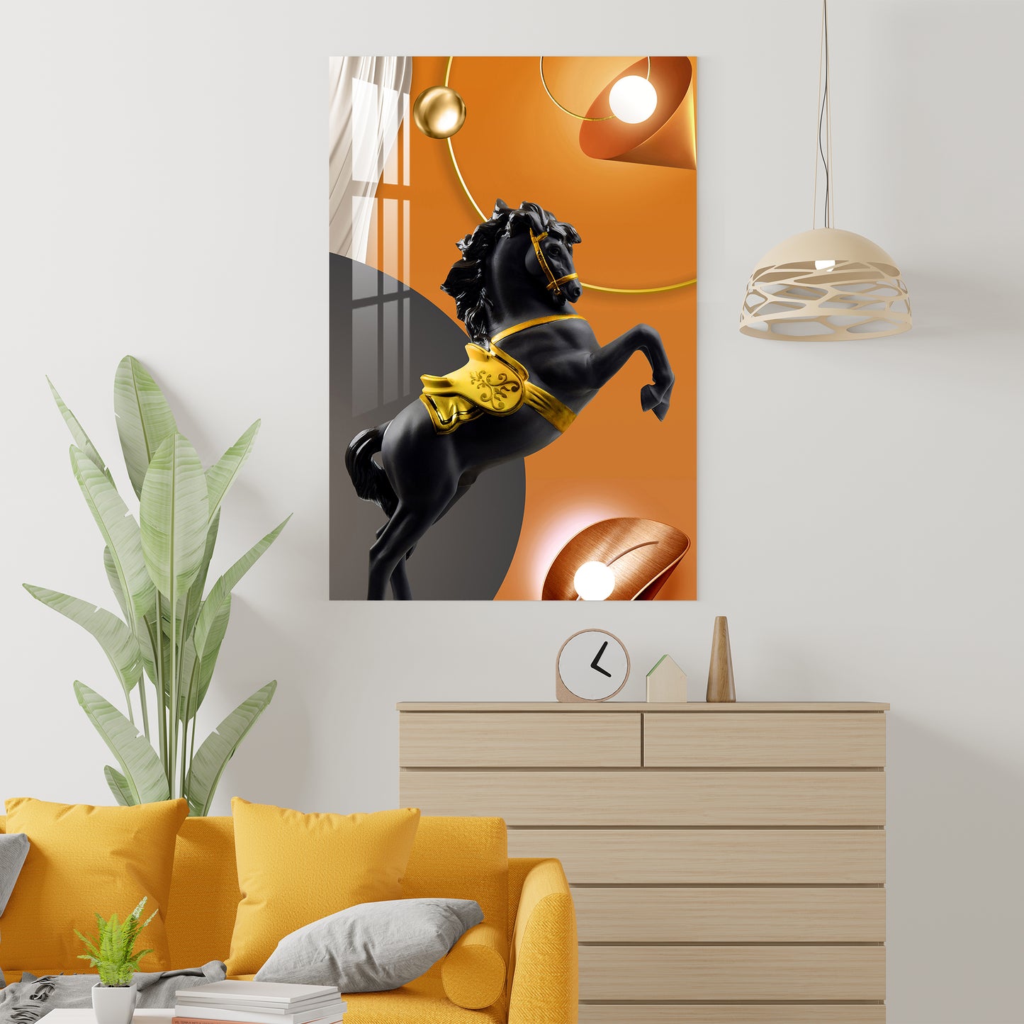 Muscular Black Horse Acrylic Wall Art
