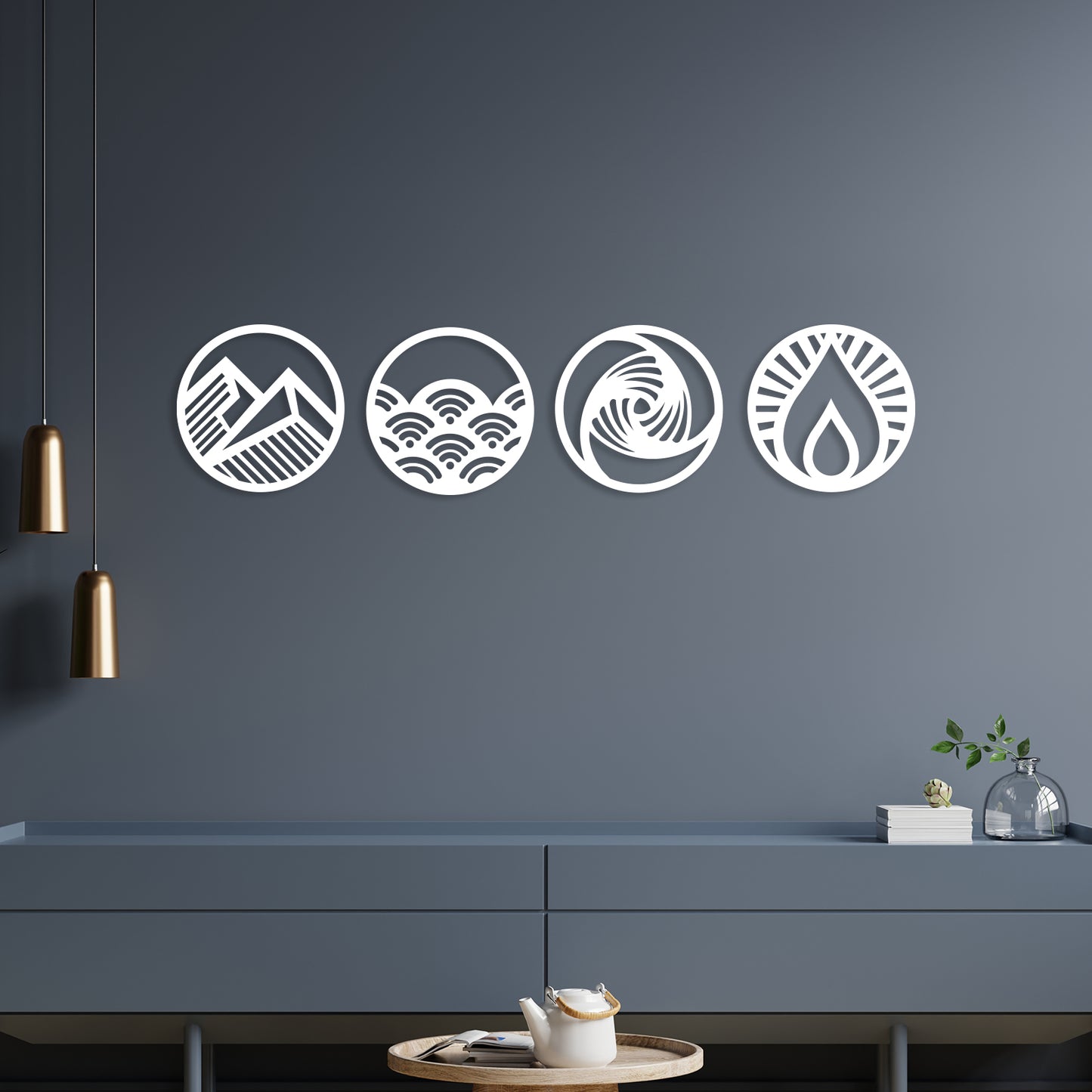 Elegant Four Round Shape Metal Wall Art