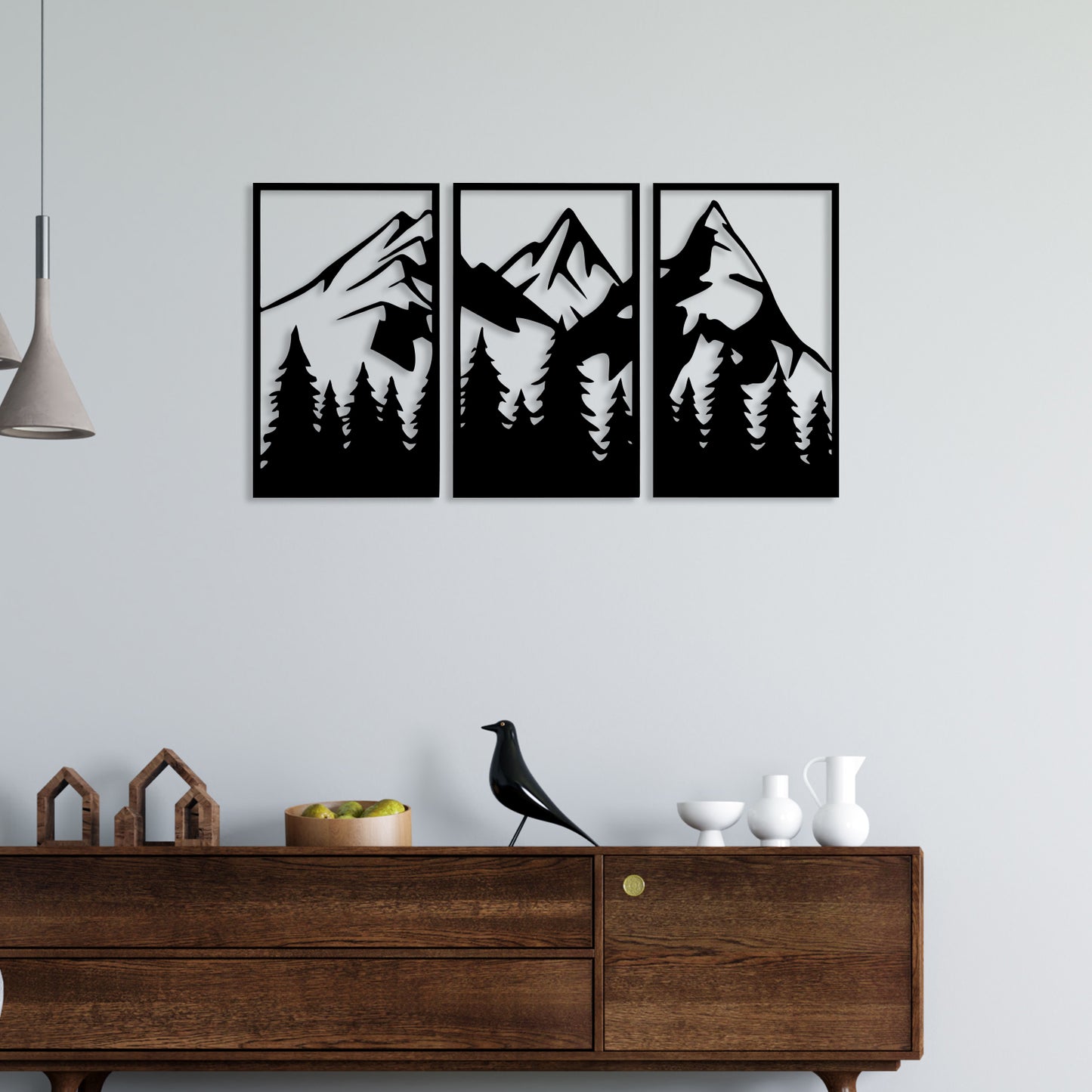 3 Piece Mountain Metal Wall Art