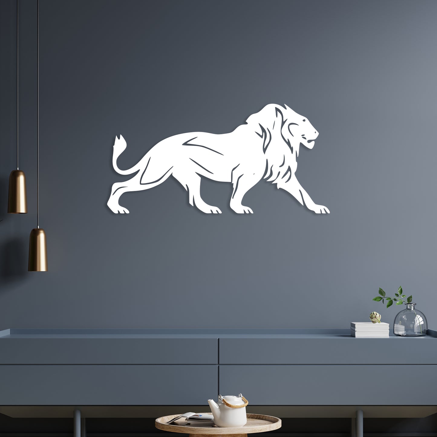 Lion Walking Metal Wall Art