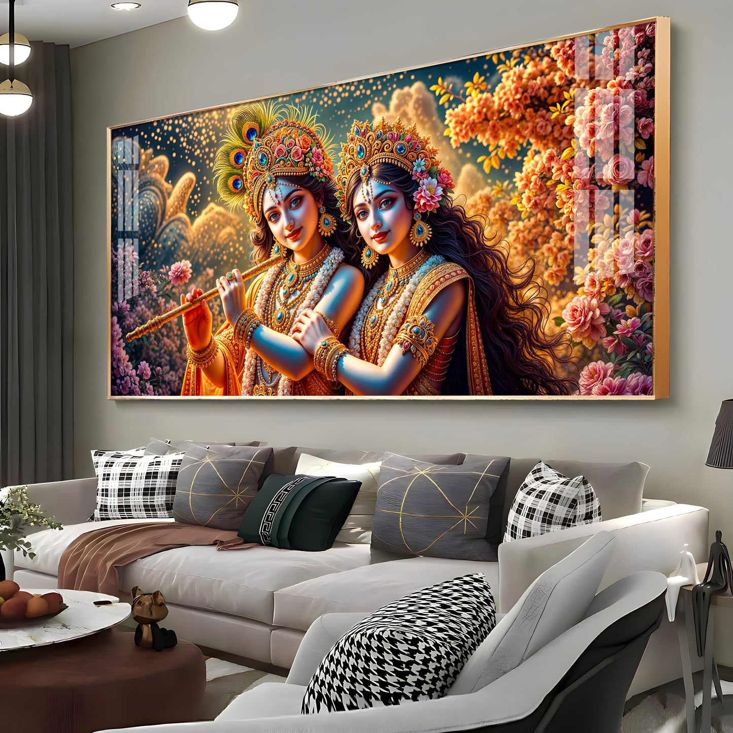 Mystic Radha Krishna Togetherness Premium Acrylic Horizontal Wall Art