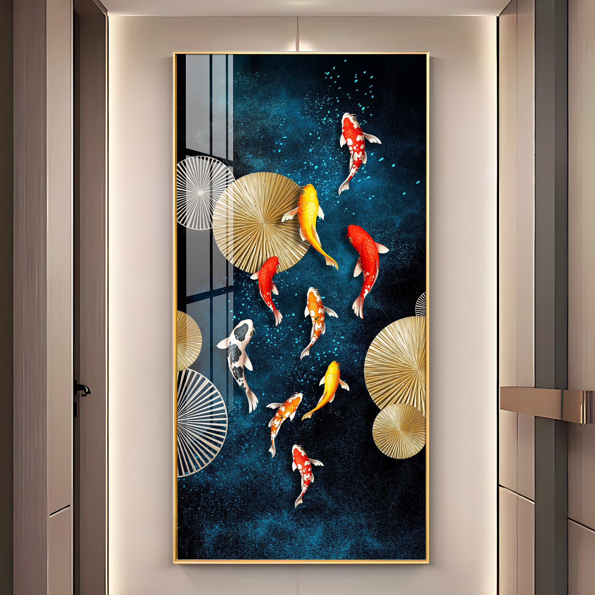 Buy Colourful Koi Fish Premium Acrylic Vertical Wall Art Online